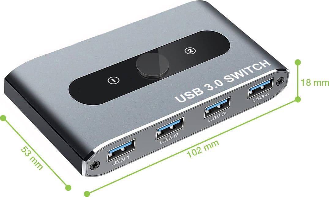 Switch USB 3.0 per 2 PC in 4 out - 6