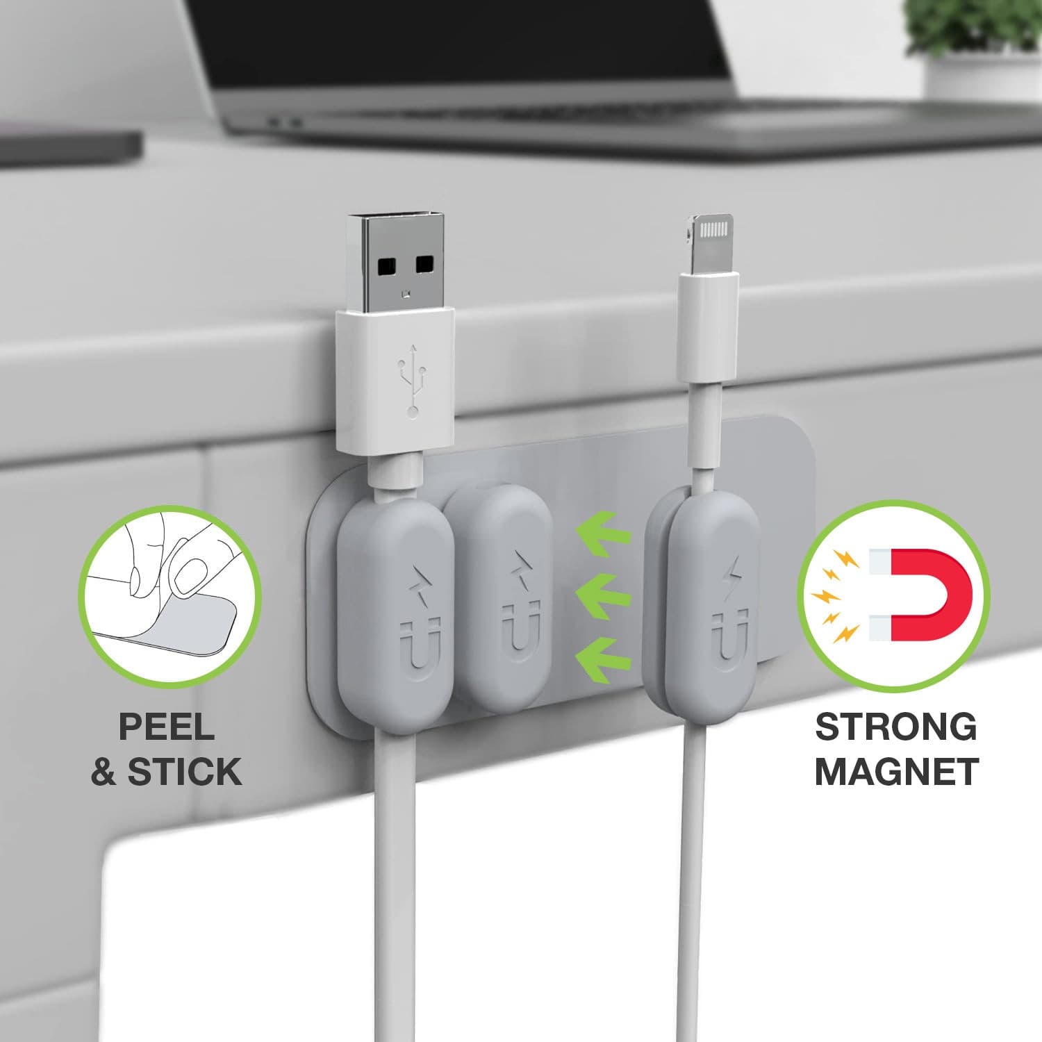 Organizzatore di Cavi Magnetico a Quattro Fermacavi con Base - 8