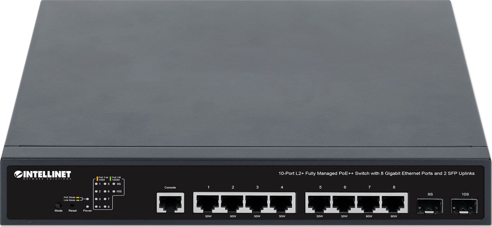 Switch PoE++ 10 porte L2 Fully Managed con 8 porte Ethernet Gigabit e 2 SFP Uplink - 3