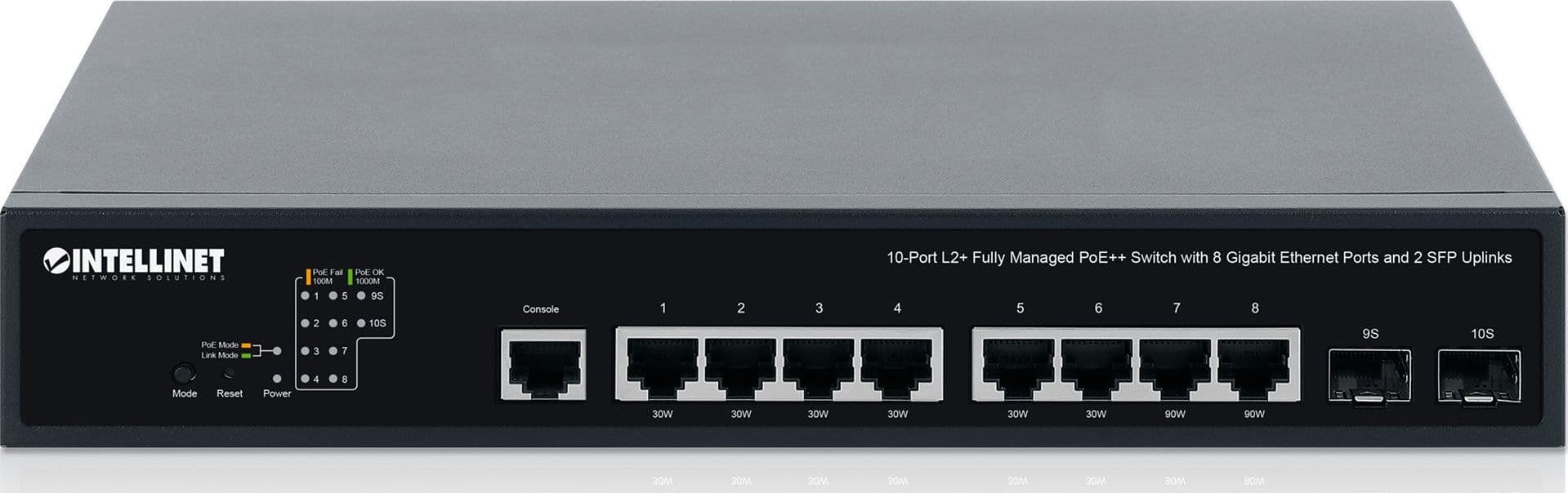 Switch PoE++ 10 porte L2 Fully Managed con 8 porte Ethernet Gigabit e 2 SFP Uplink - 4