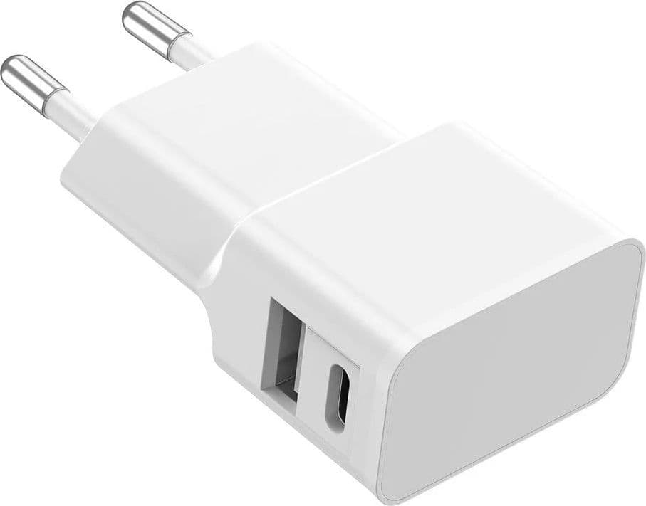 Caricatore Alimentatore USB-C&trade e USB-A da Muro per Smartphone e Tablet Bianco - 4