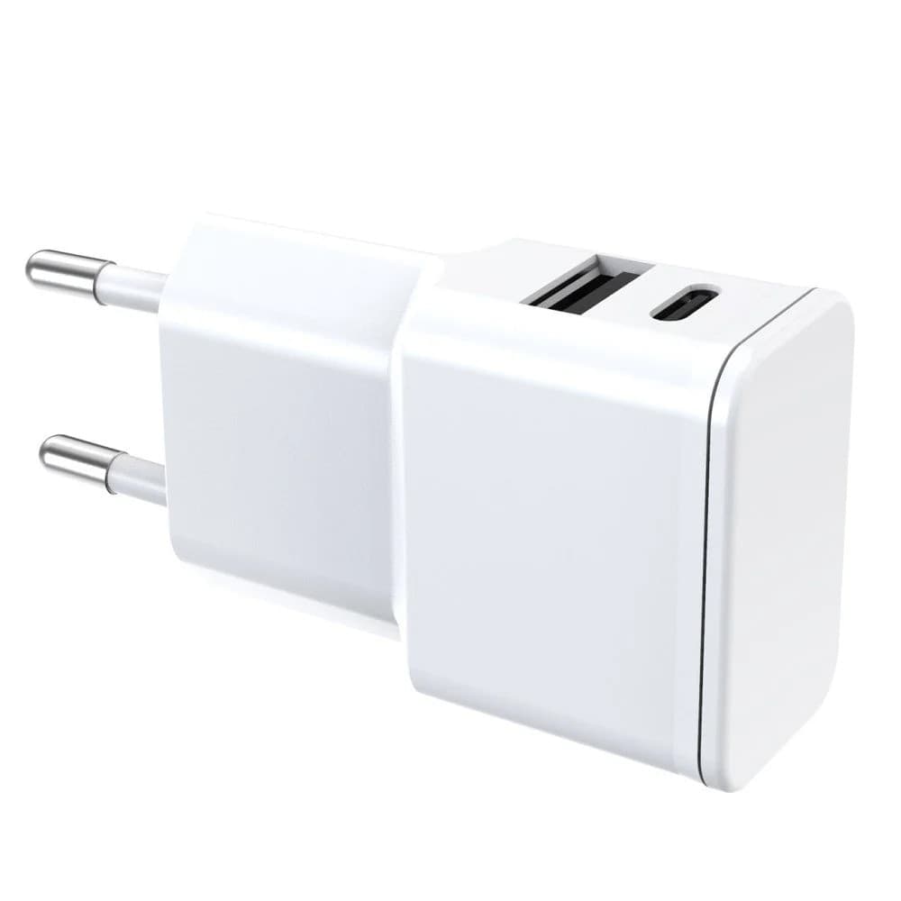 Caricatore Alimentatore USB-C&trade e USB-A da Muro per Smartphone e Tablet Bianco - 9