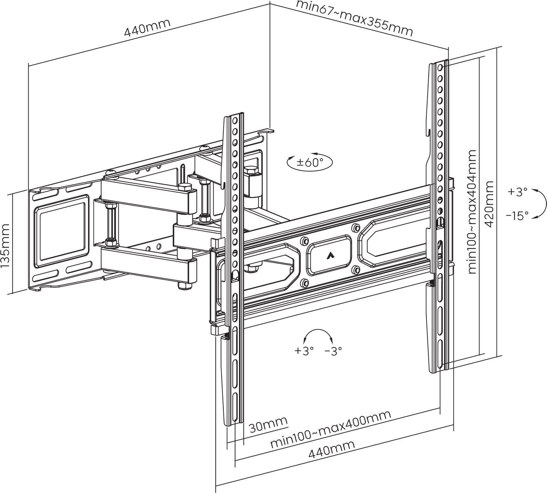 Supporto a Muro per TV LED LCD 32-70'' Full-Motion - 3
