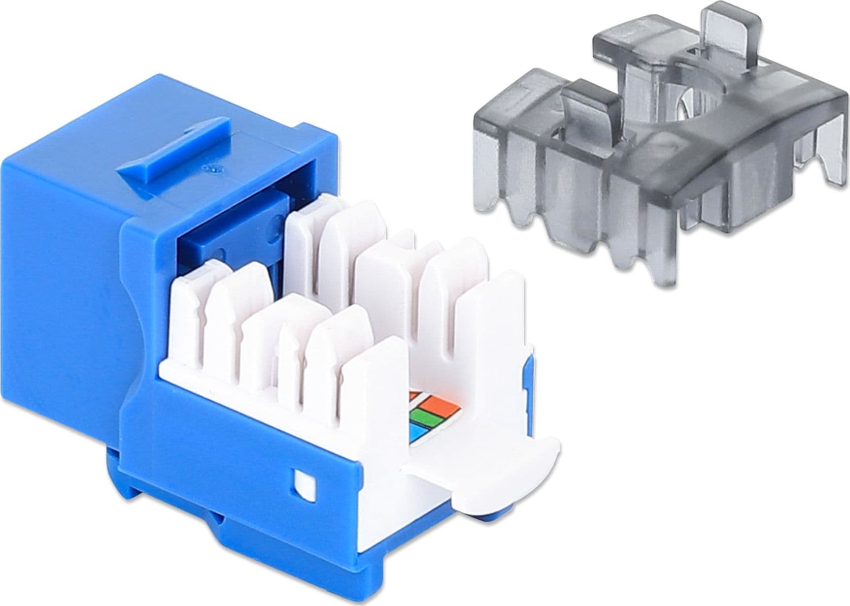 Frutto Keystone Slim Cat.6 per Cavo Rigido con Supporto Punch-Down 25 pz Blu - 15