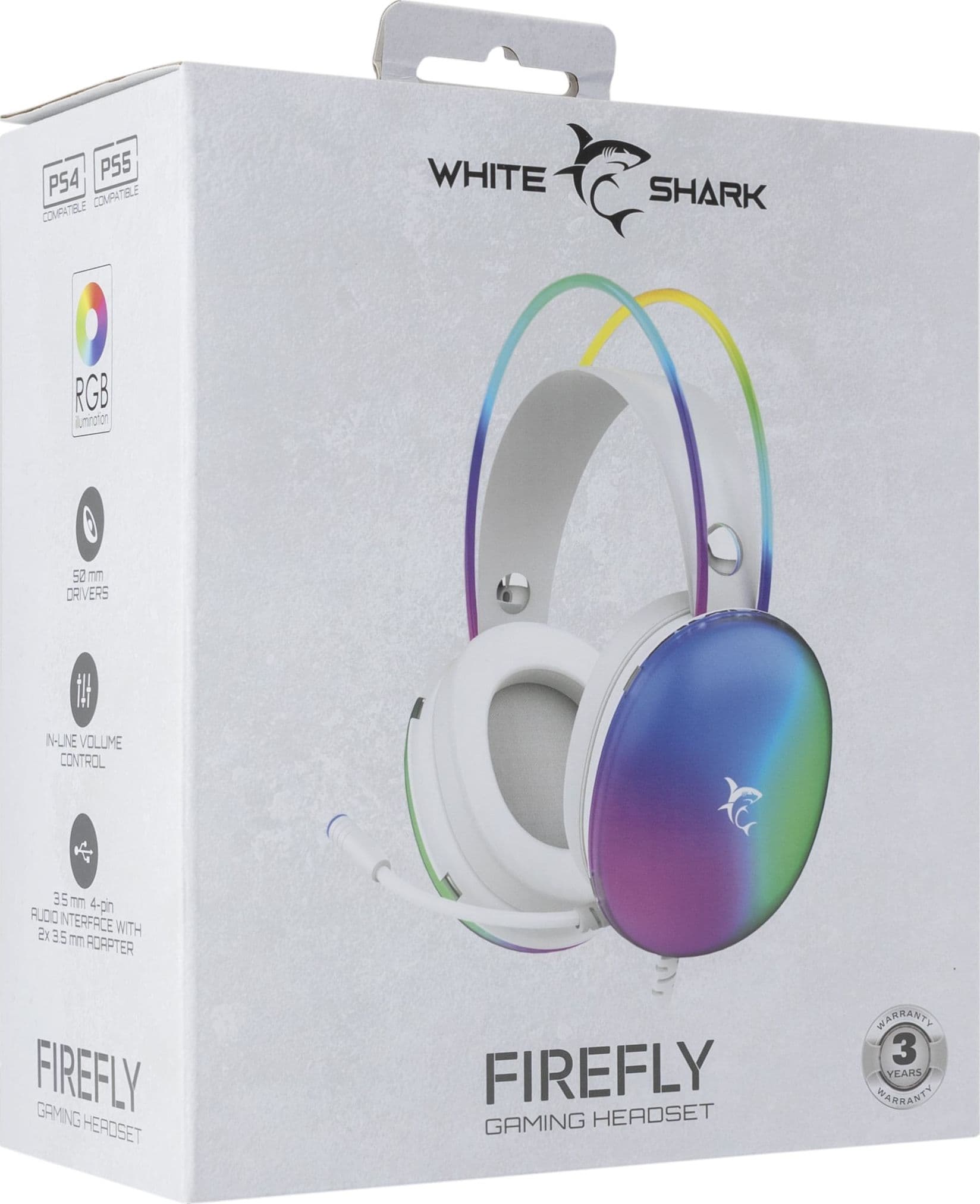Cuffia Gaming Stereo con Microfono e Illuminazione RGB su Cuffie e Archetto Bianco FIREFLY - 13