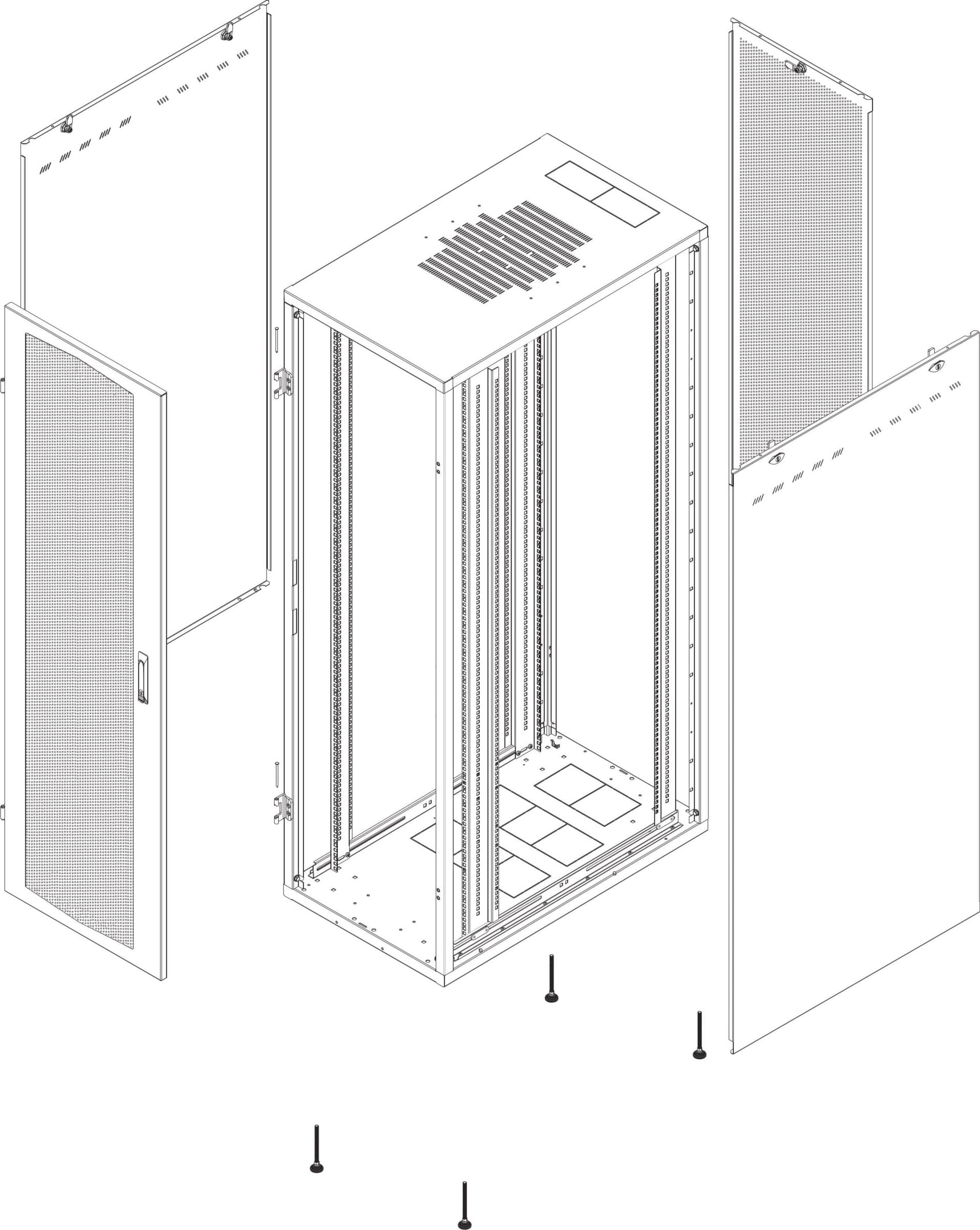 Armadio Server Rack NextGen 1000 19'' 600x1000 27U Nero Porta Grigliata - 3