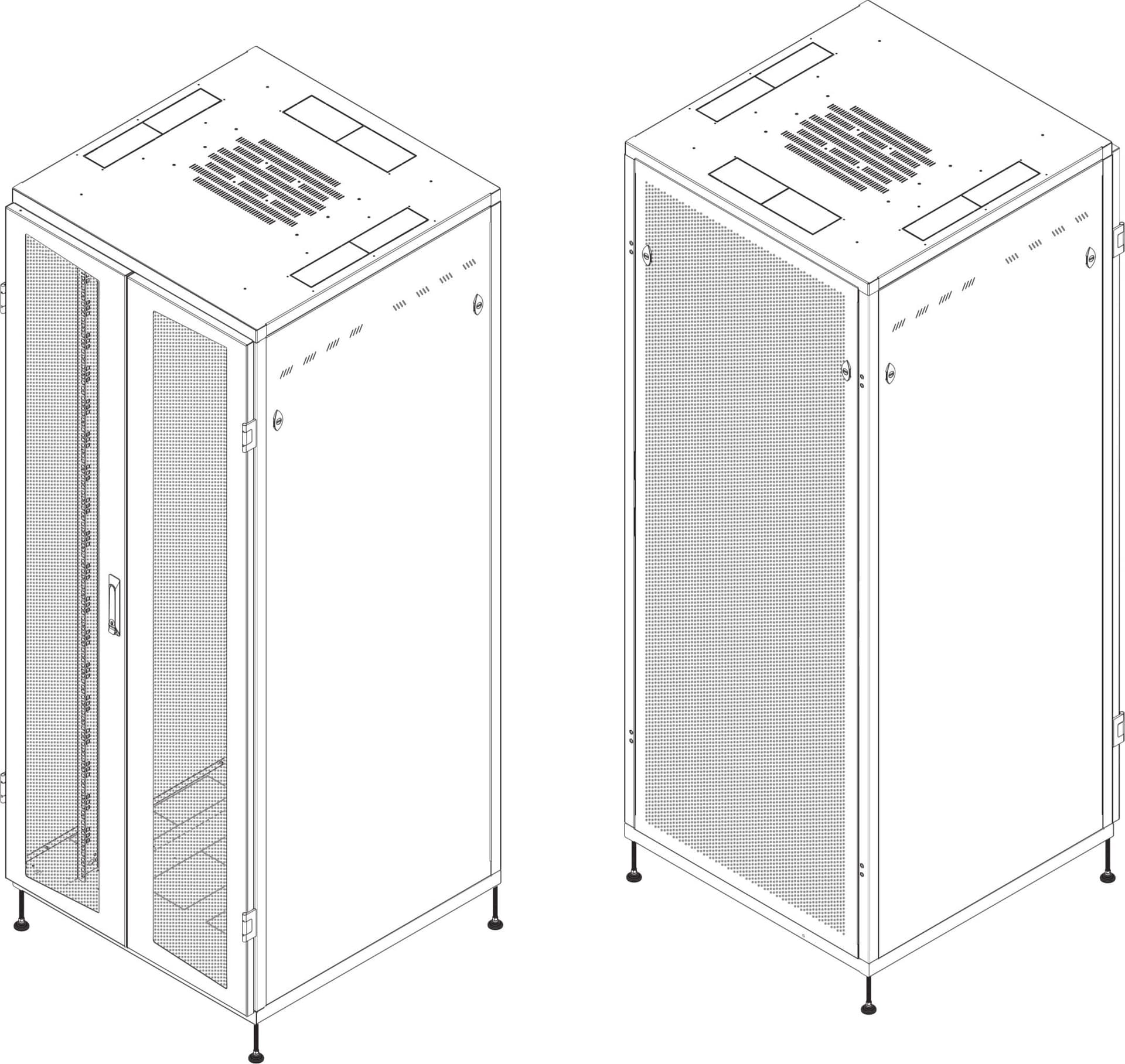 Armadio Rack NextGen 19'' 800x800 42U Doppia Porta Grigliata Nero - 8