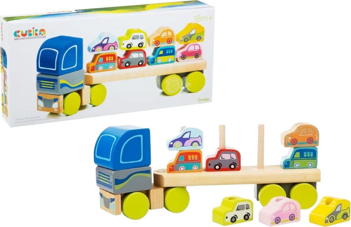 Camion Legno con 8 Auto impilabili