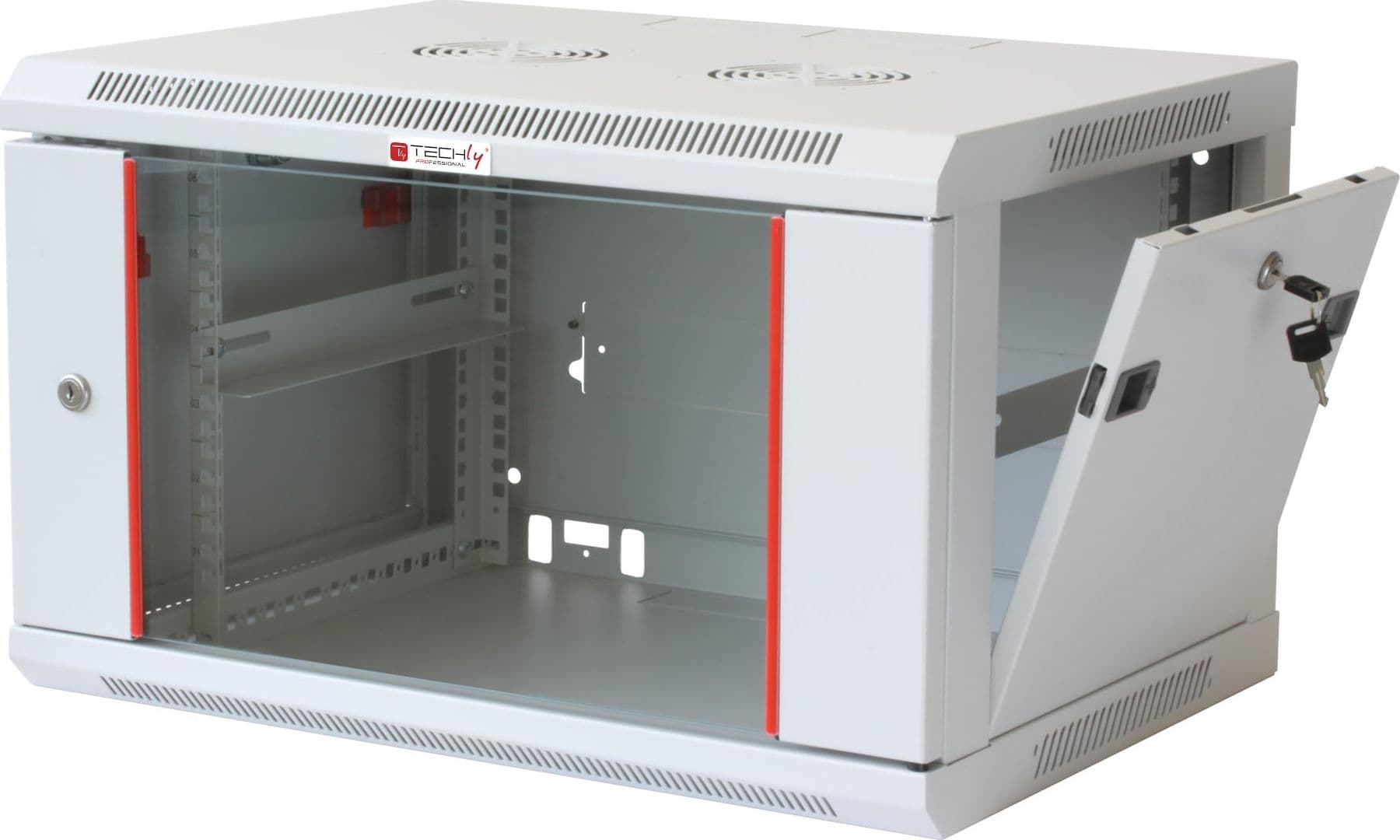 Armadio Rack 19'' a muro 9 unit&agrave sezione unica prof. 450mm Grigio - 11