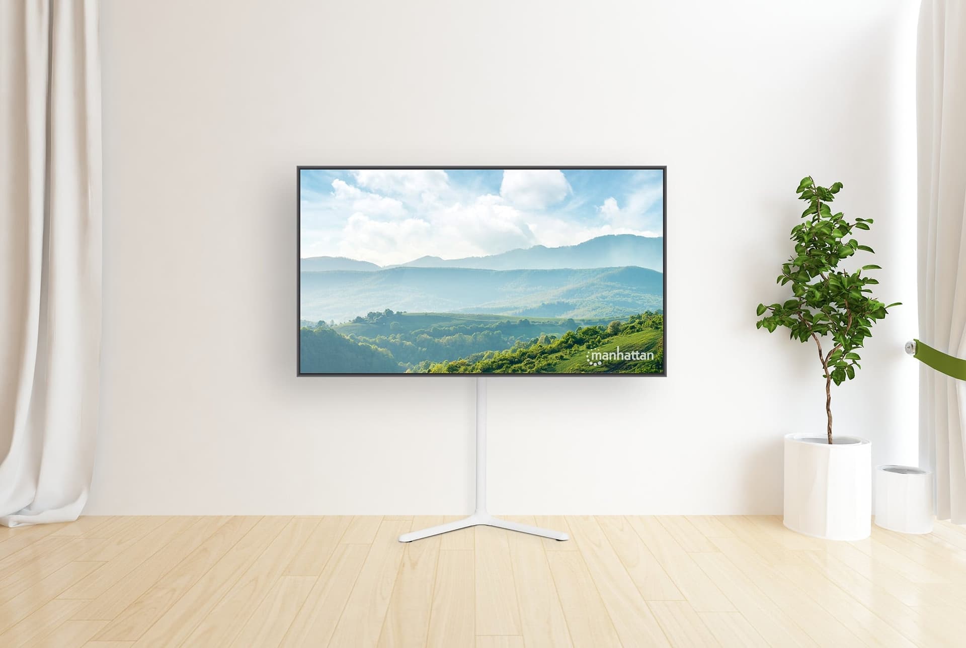 Supporto a Pavimento per TV Girevole Portatile Regolabile in Altezza - 16