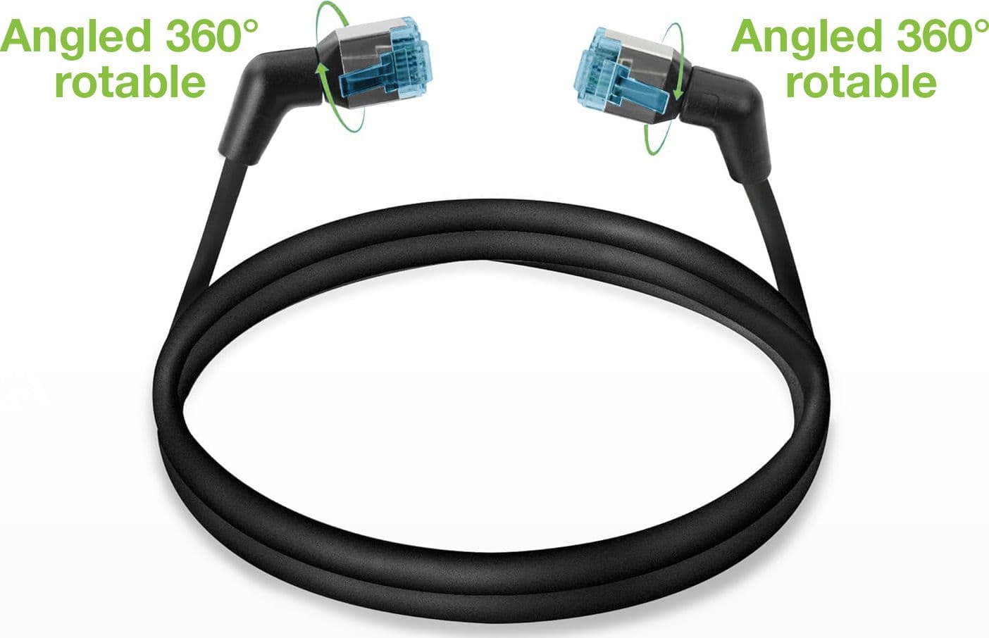 Cavo di rete Patch Slim Angolato 90&deg Rame TPE Cat. 6A Nero U/FTP 5 m - 10