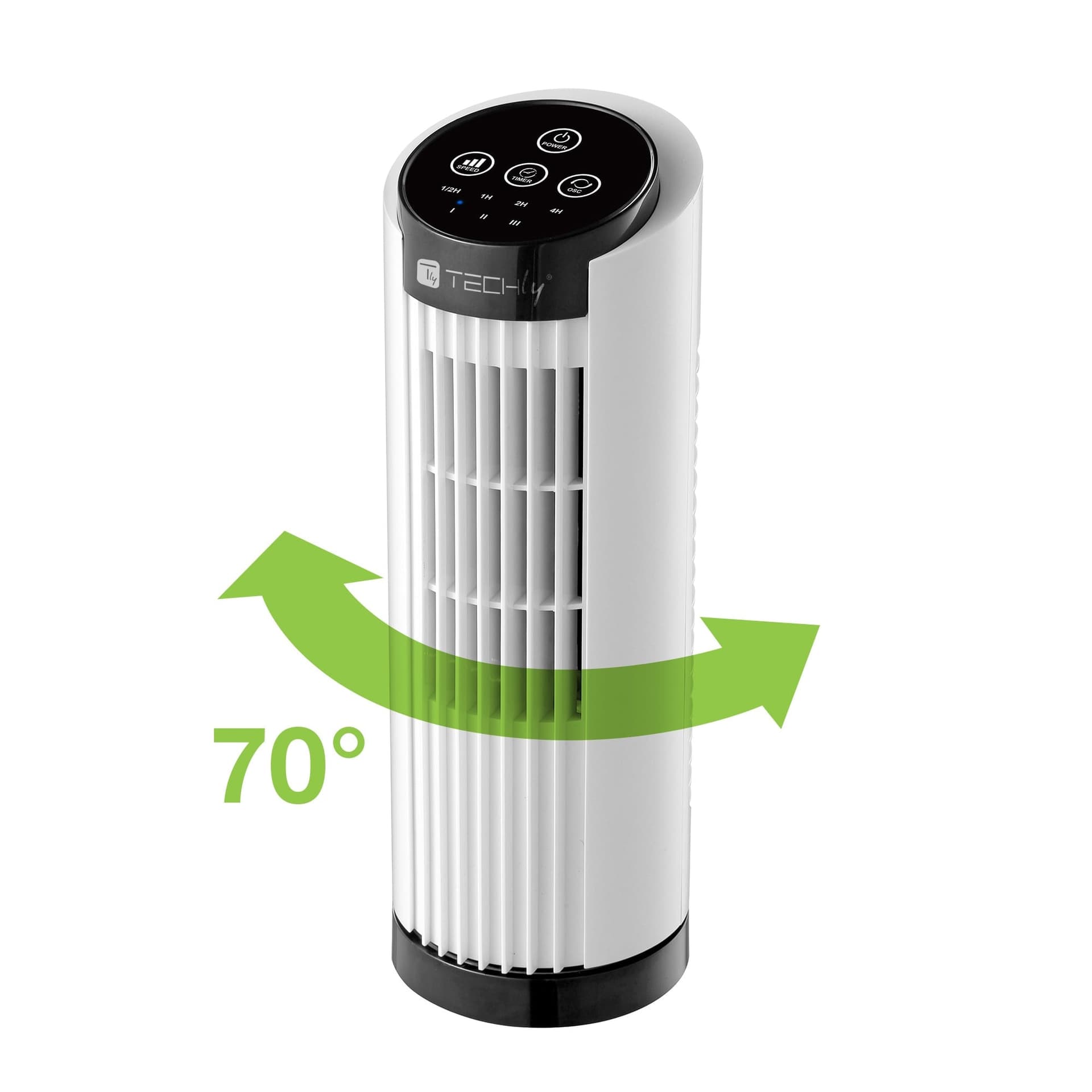 Mini Ventilatore a Torre 13'' 3 Velocit&agrave con Interruttore Touch Oscillazione 70&deg e Timer - 16