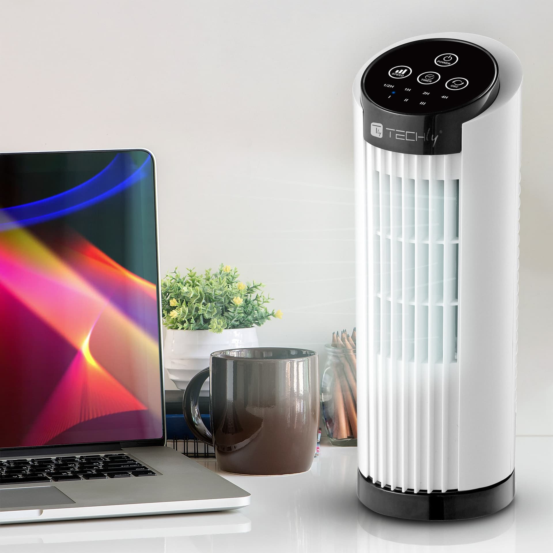 Mini Ventilatore a Torre 13'' 3 Velocit&agrave con Interruttore Touch Oscillazione 70&deg e Timer - 6