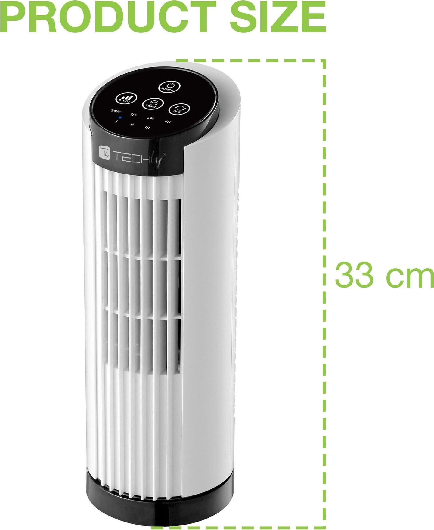 Mini Ventilatore a Torre 13'' 3 Velocit&agrave con Interruttore Touch Oscillazione 70&deg e Timer - 10