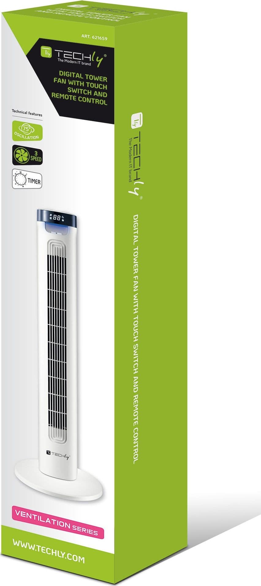 Ventilatore a Torre da Pavimento 36'' 3 Velocit&agrave con Telecomando Oscillazione 75&deg e Timer - 11
