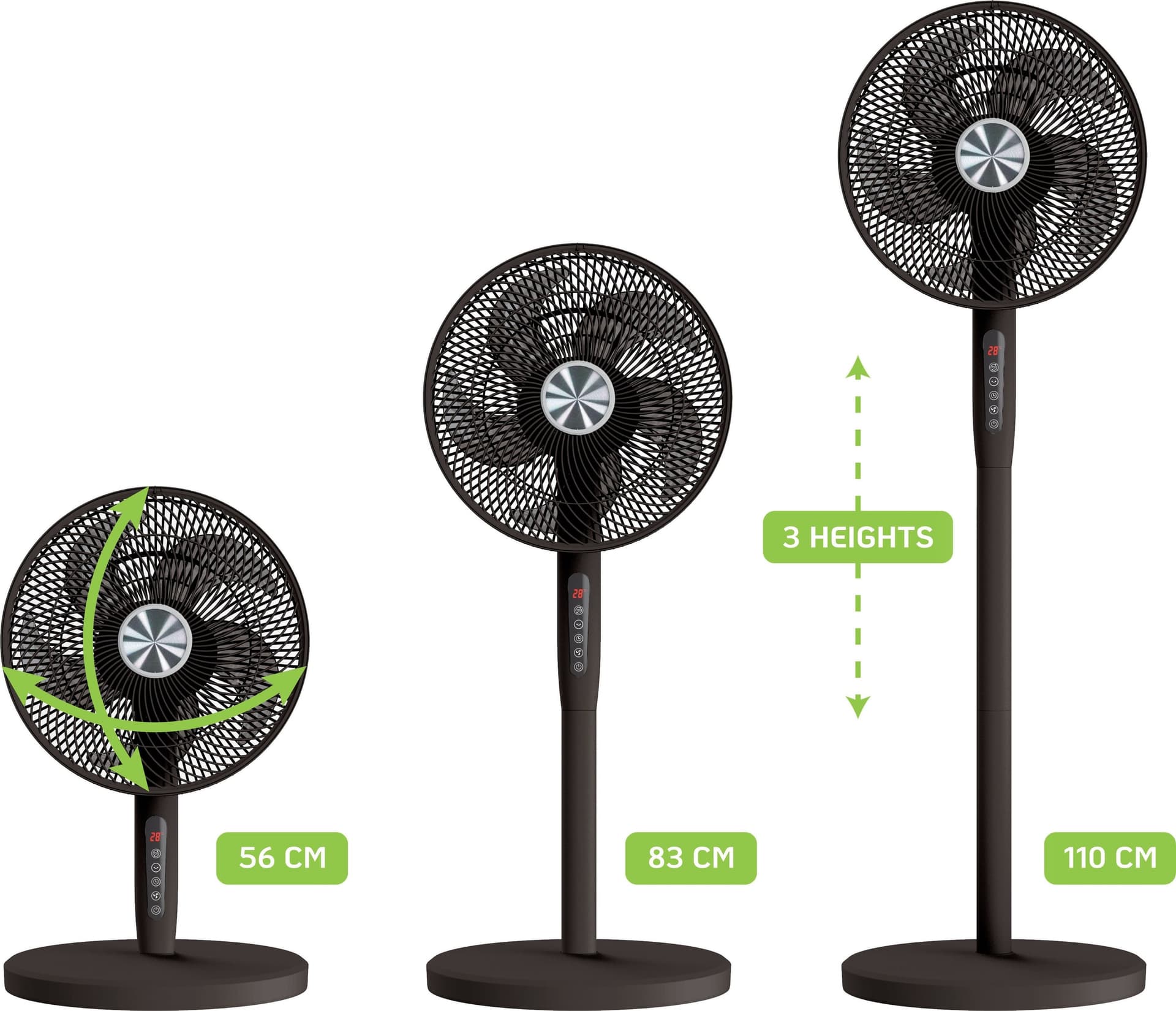Ventilatore 12'' 2 in 1 con Piantana a 3 Altezze 12 Velocit&agrave con Telecomando Oscillazione a 720&deg e Timer - 4