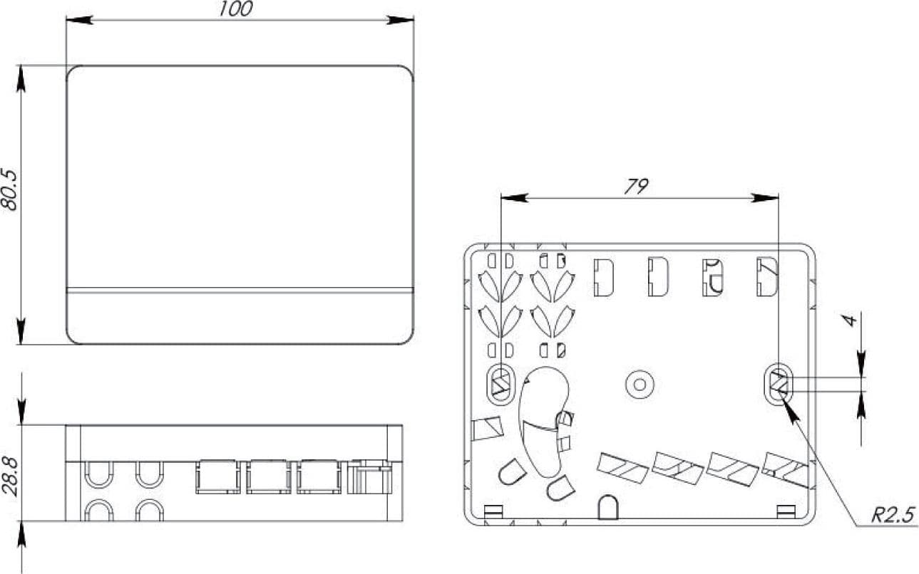 Scatola di Terminazione Ottica di Appartamento (STOA) FTTH per 4 fibre 4 adattatori su guida DIN - 2