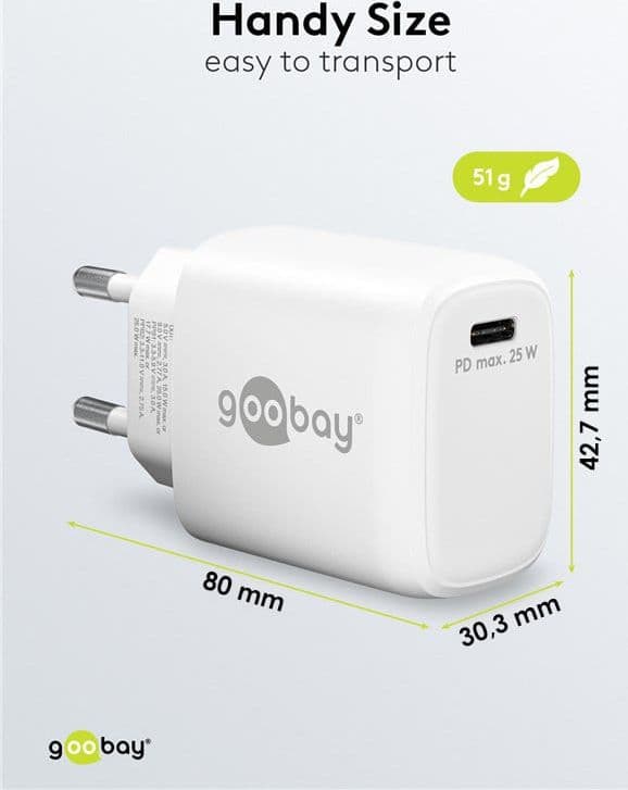 Caricatore Alimentatore GaN USB-C&trade PD da Muro 25W Bianco - 2