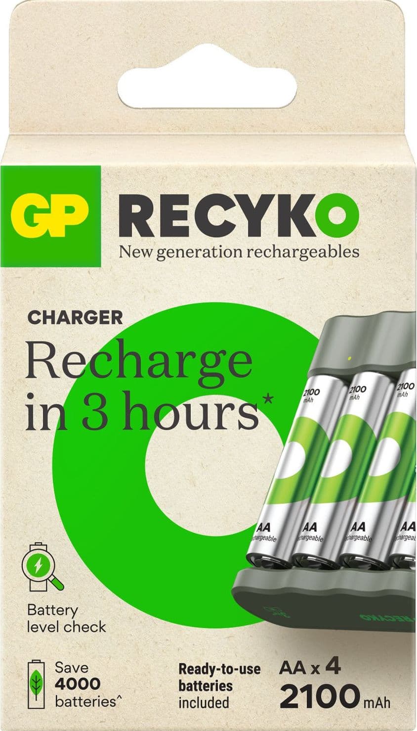Caricabatterie per AA e AAA con 4 Batterie AA NiMH da 2100 mAh Incluse - 2
