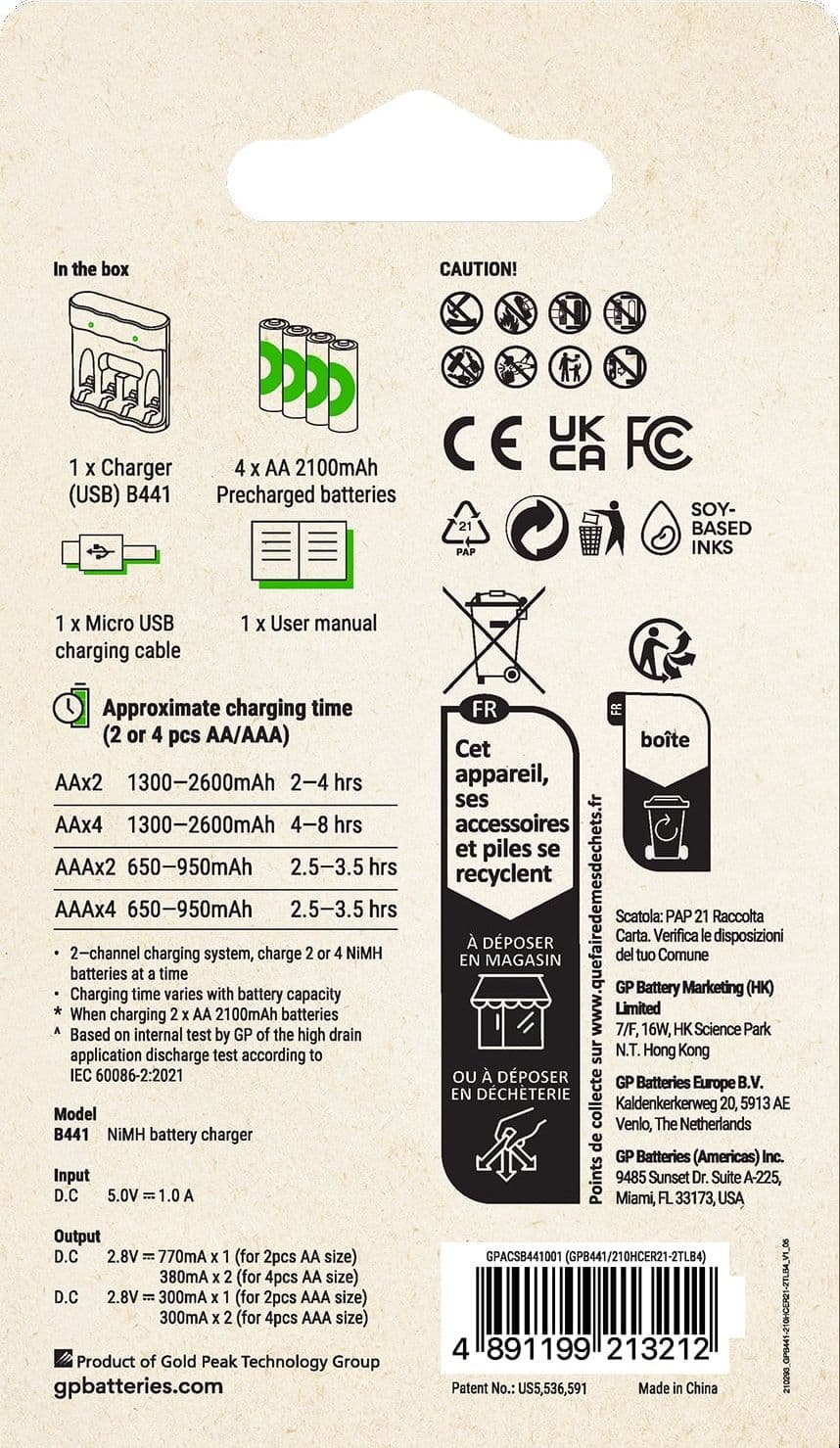 Caricabatterie per AA e AAA con 4 Batterie AA NiMH da 2100 mAh Incluse - 14