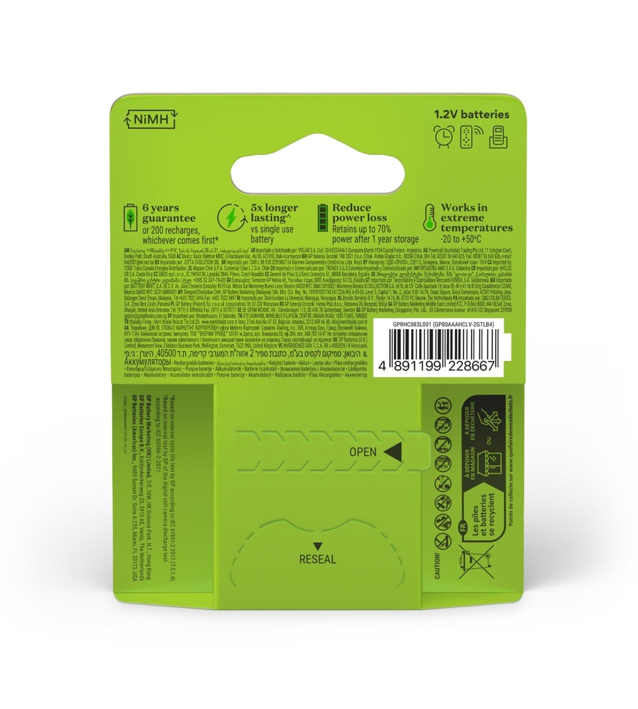 Blister 4 Batterie Ricaricabili AAA Mini Stilo 800 mAh GP ReCyko - 3