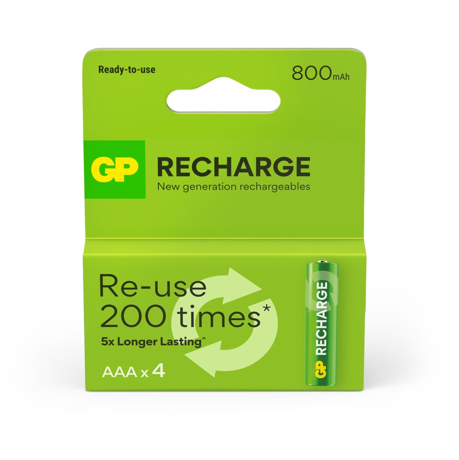 Blister 4 Batterie Ricaricabili AAA Mini Stilo 800 mAh GP ReCyko - 7