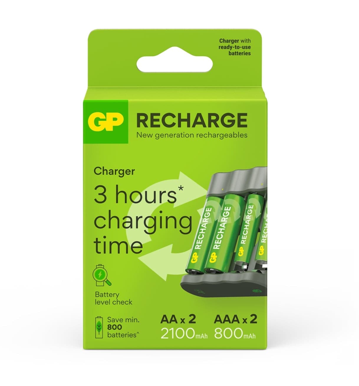 Caricabatterie per AA e AAA con 2 Batterie AA e 2 Batterie AAA Incluse - 11