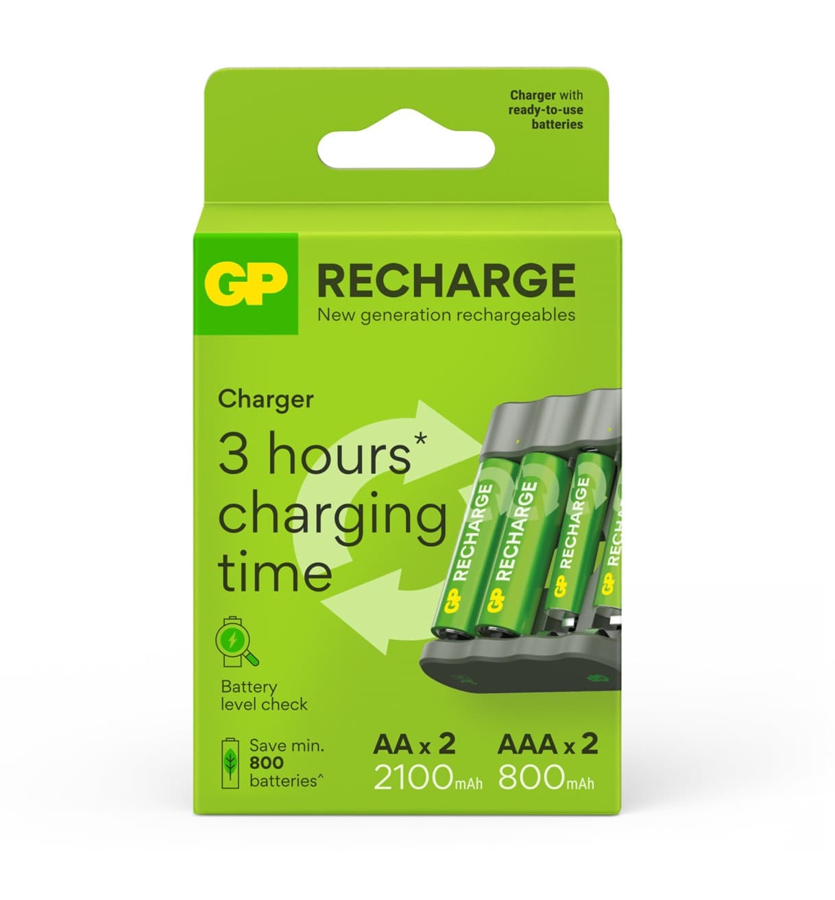 Caricabatterie per AA e AAA con 2 Batterie AA e 2 Batterie AAA Incluse - 7