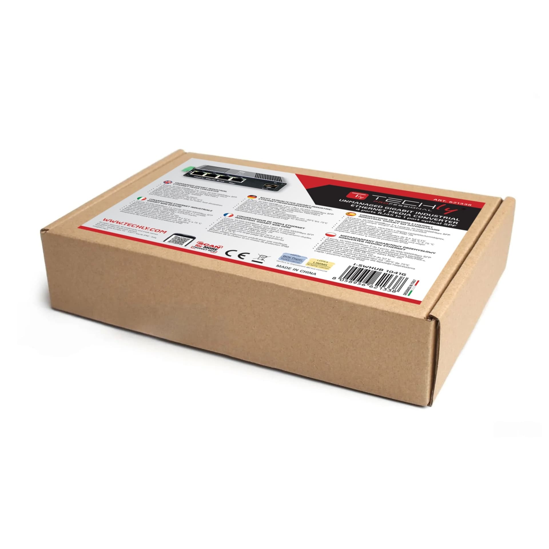 Convertitore Ethernet Industriale Gigabit 4 porte RJ45 a 1 porta SFP Non Gestito - 7