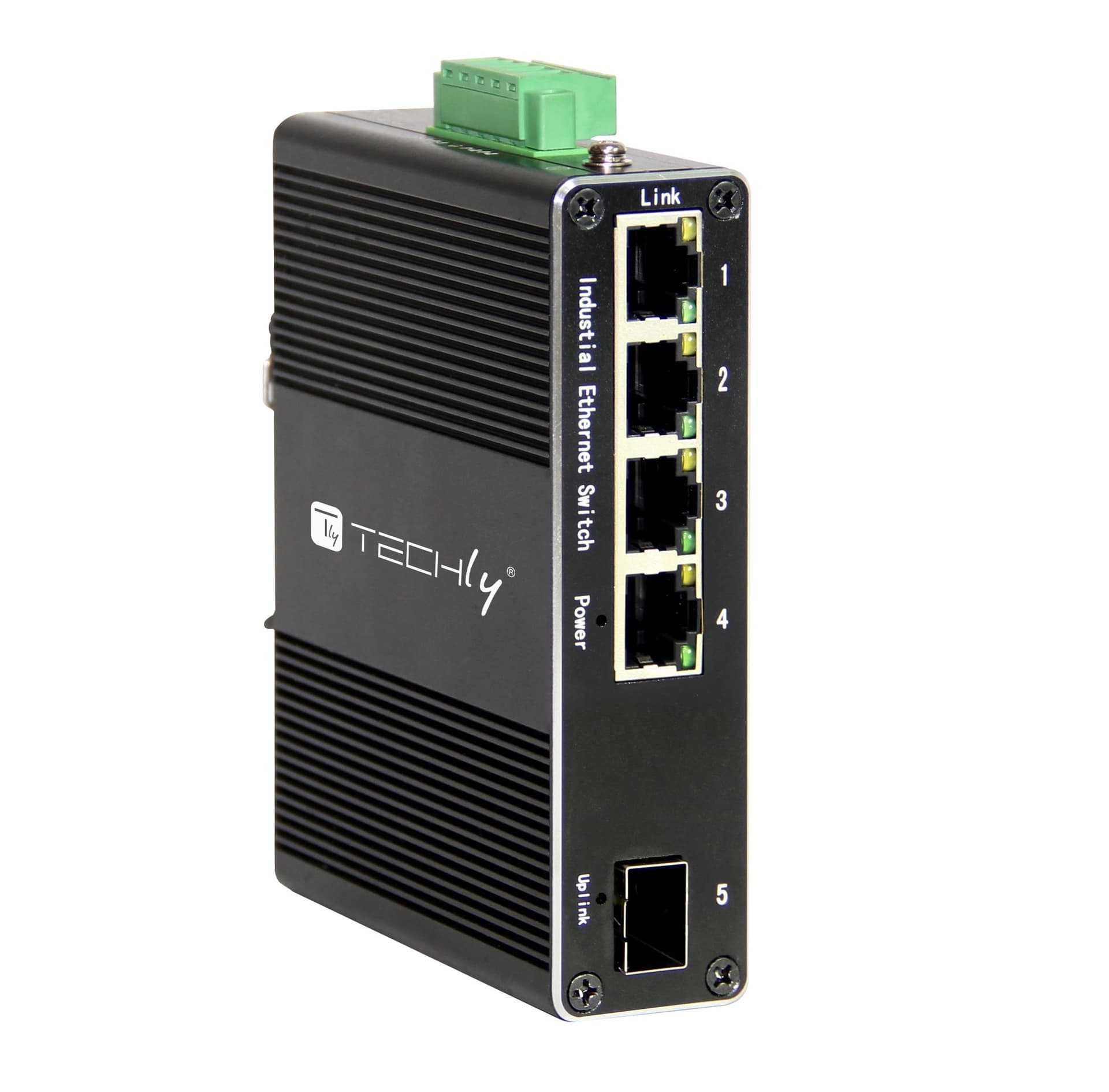 Convertitore Ethernet Industriale Gigabit 4 porte RJ45 a 1 porta SFP Non Gestito - 8