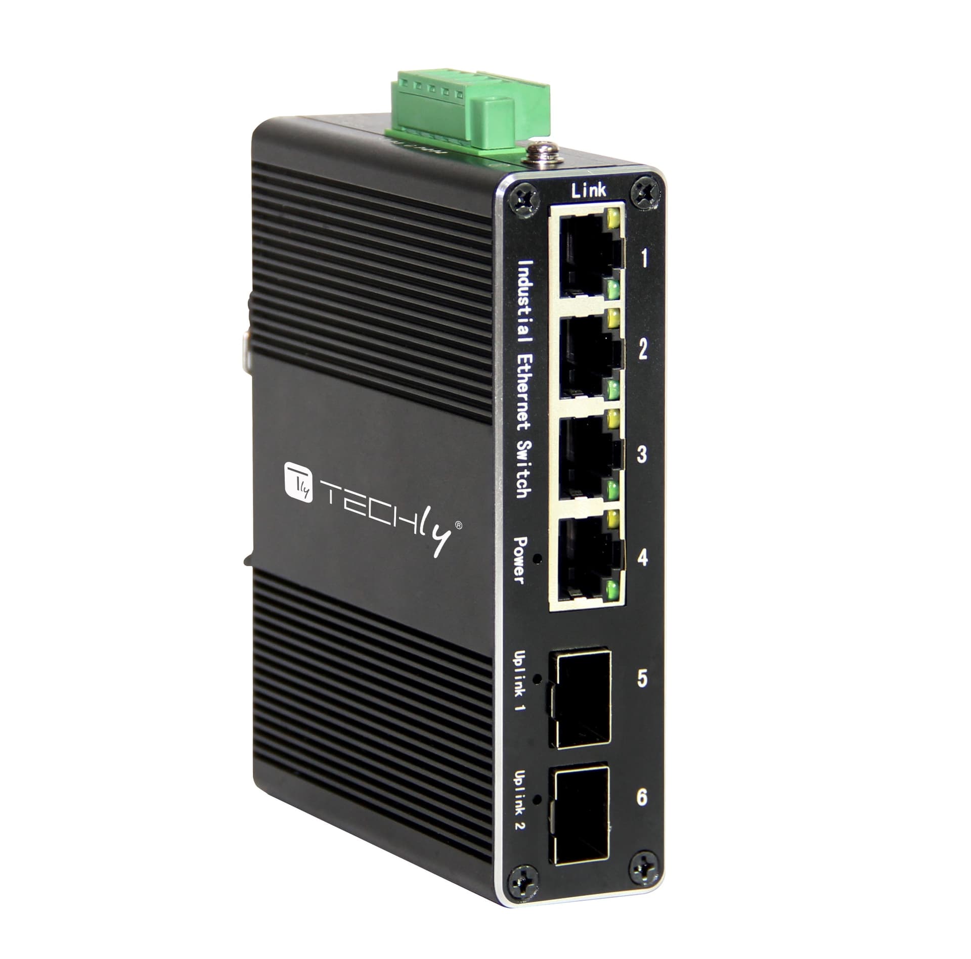 Convertitore Ethernet Industriale Gigabit 4 porte RJ45 a 2 porte SFP Non Gestito - 5