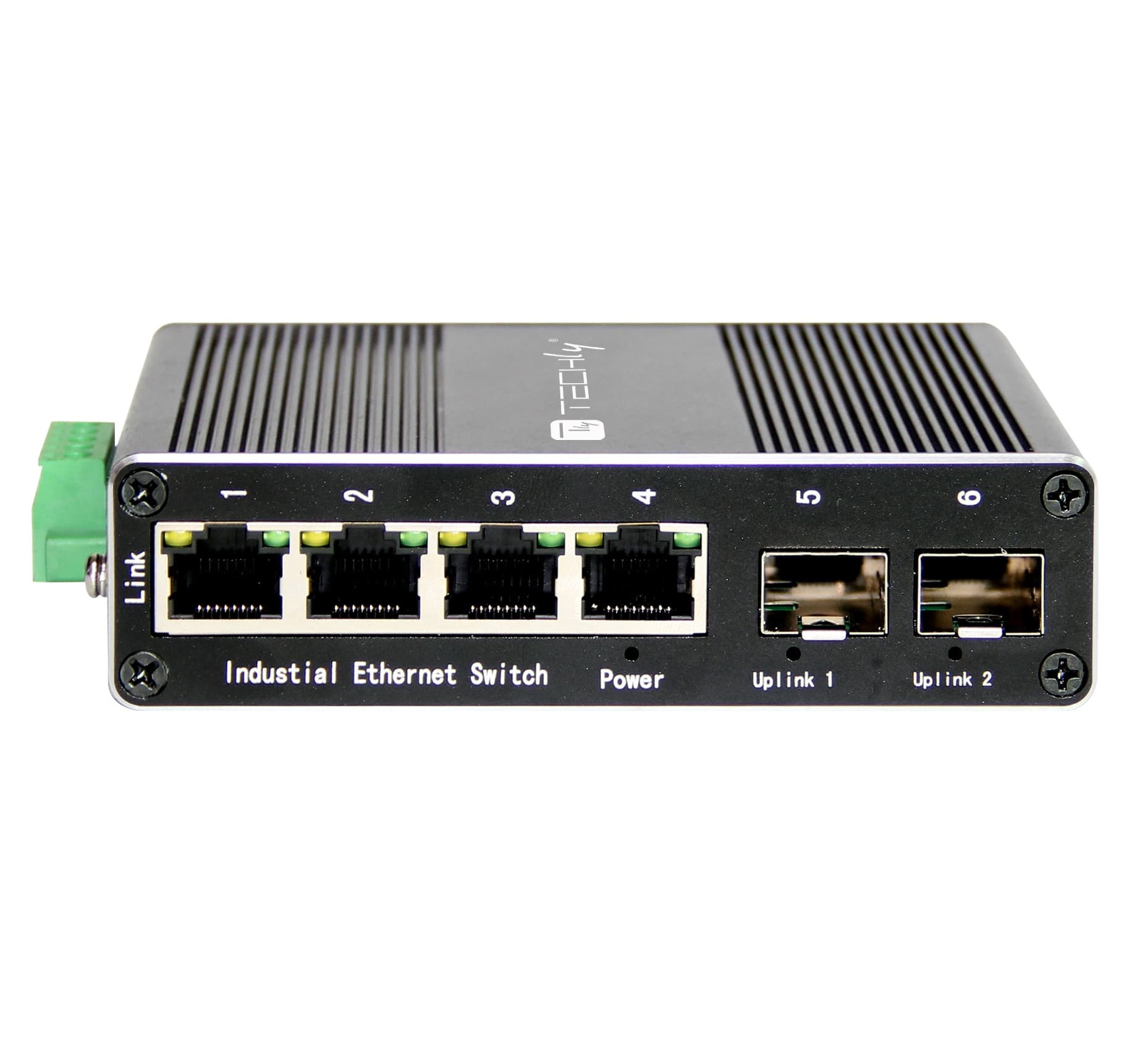 Convertitore Ethernet Industriale Gigabit 4 porte RJ45 a 2 porte SFP Non Gestito - 6