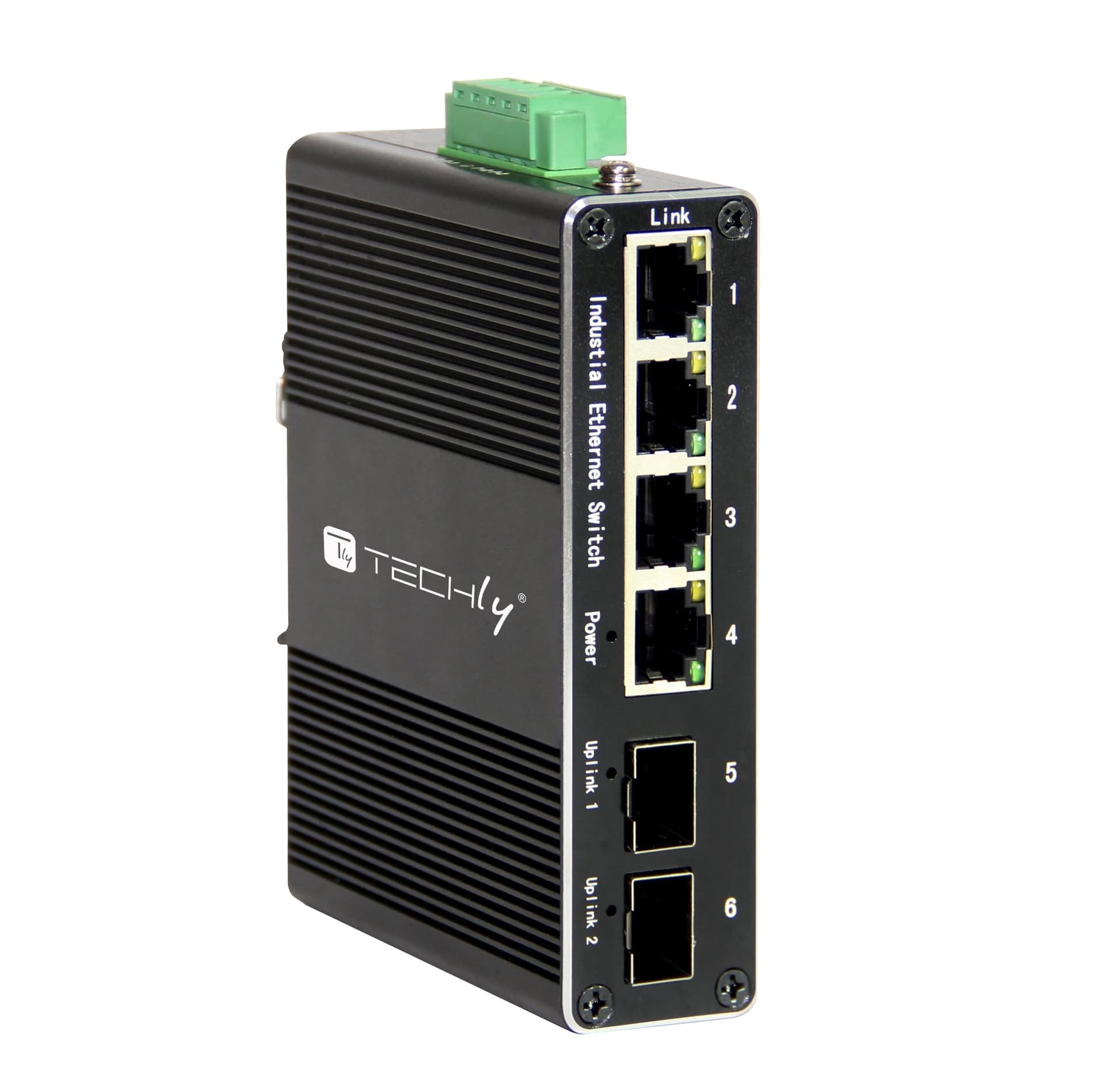 Convertitore Ethernet Industriale Gigabit 4 porte RJ45 a 2 porte SFP Non Gestito - 7