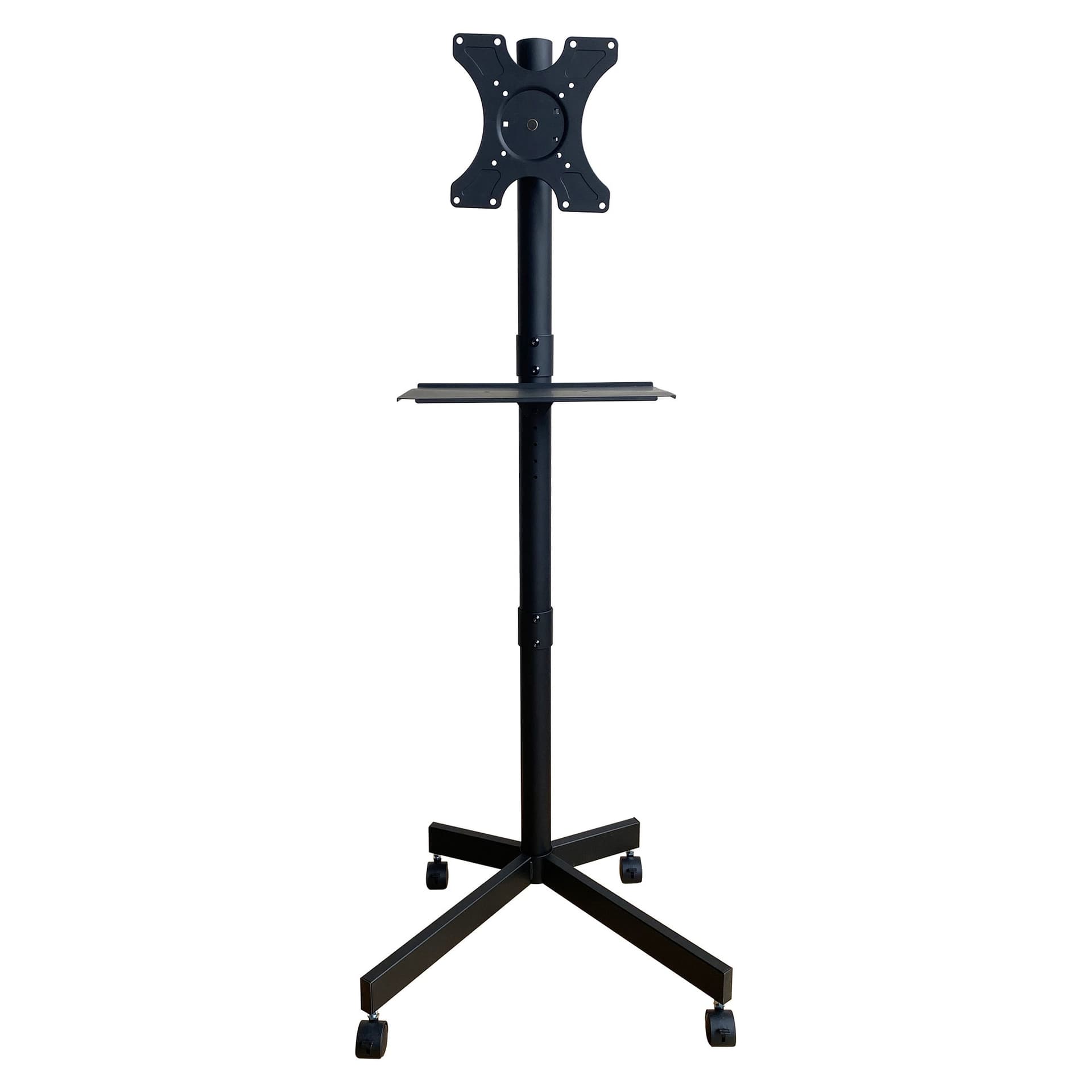 Supporto a Pavimento per TV con Mensola e Base Compatta Salva Spazio - 10
