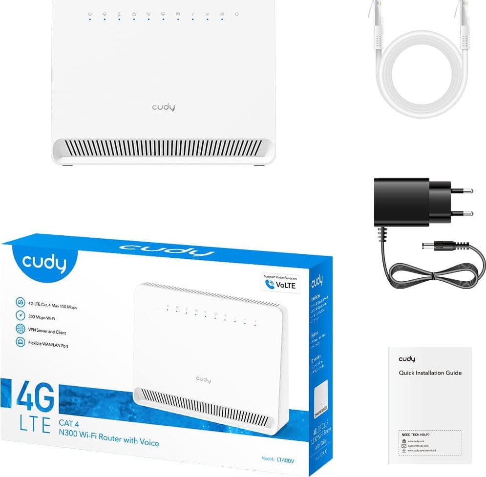 Router Wi-Fi 4G N300 con Voce, LT400V - 11