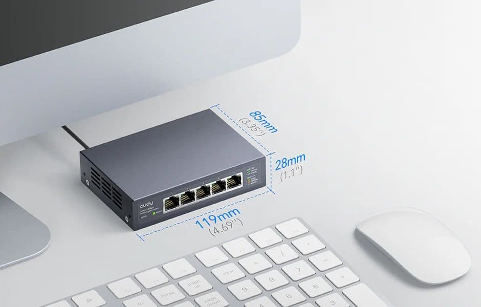 Switch con 5 Porte 2.5G Ethernet Custodia in Metallo, HS105 - 4