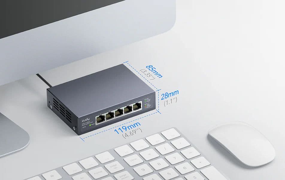 Switch con 5 Porte 2.5G Ethernet Custodia in Metallo, HS105 - 9