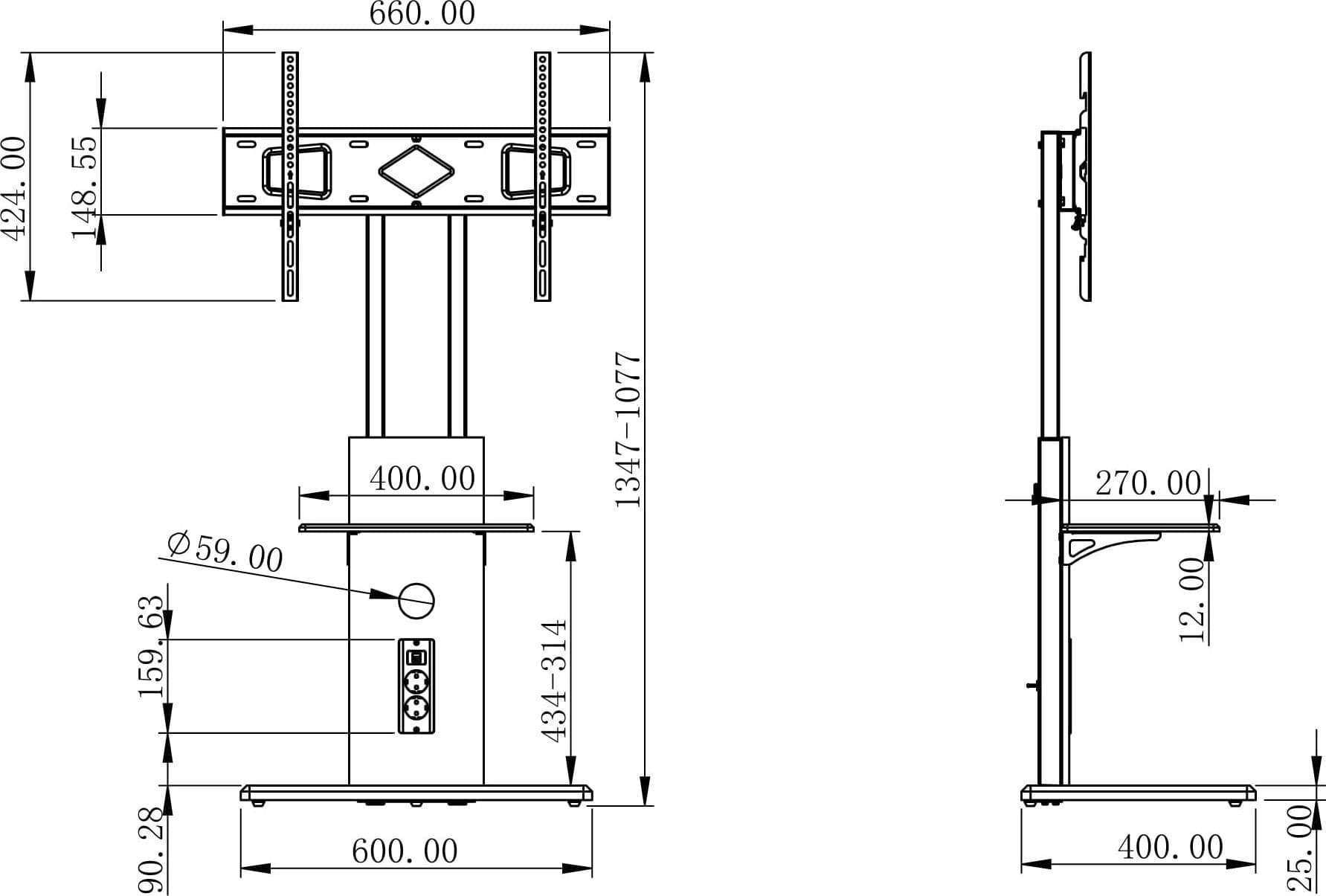 Supporto a Pavimento per TV LCD/LED/Plasma 32-70'' con Prese Elettriche - 15