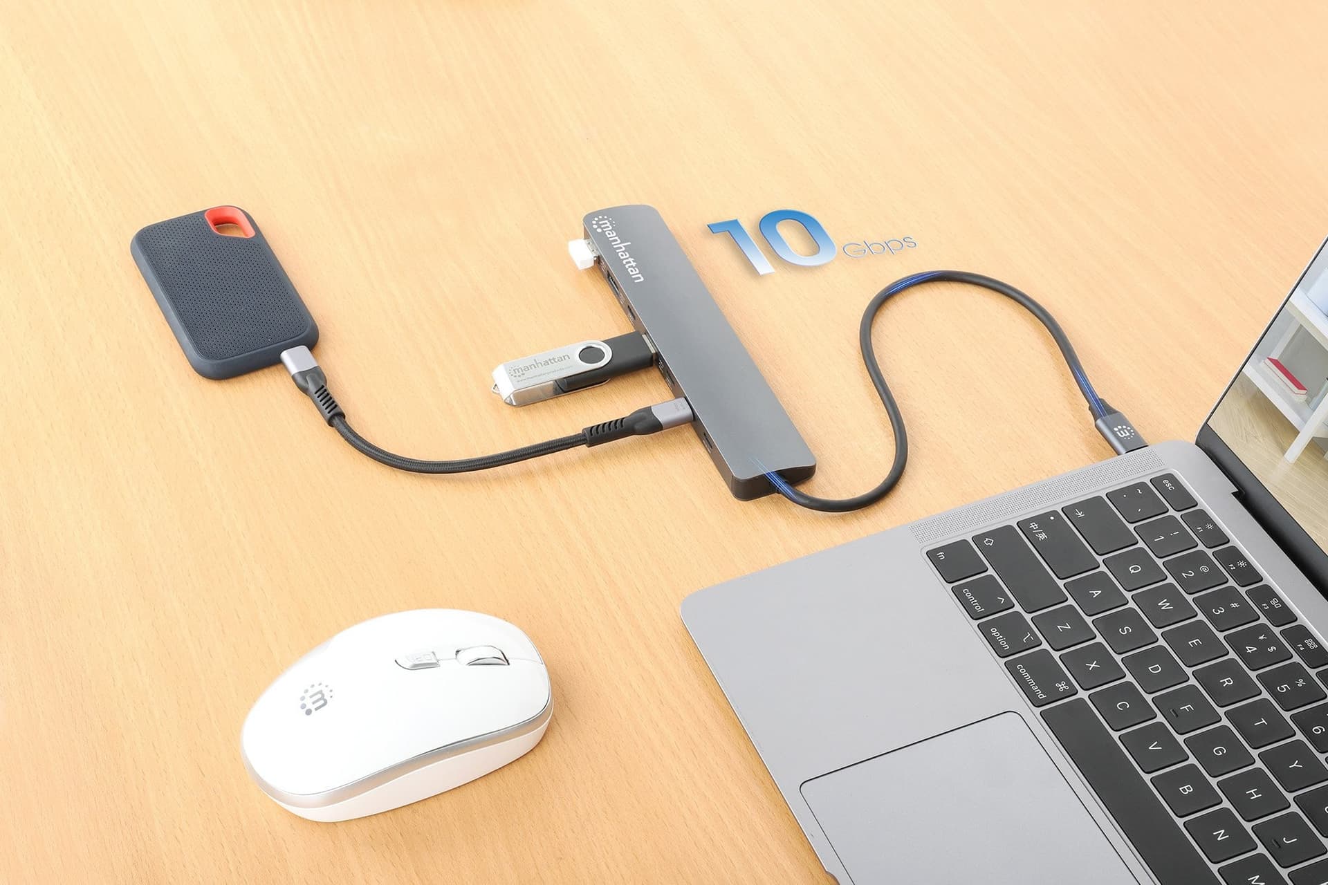 Hub 7 porte USB3.2 10G/5G 4x USB-C&trade + 3x USB-A con Power Delivery - 2