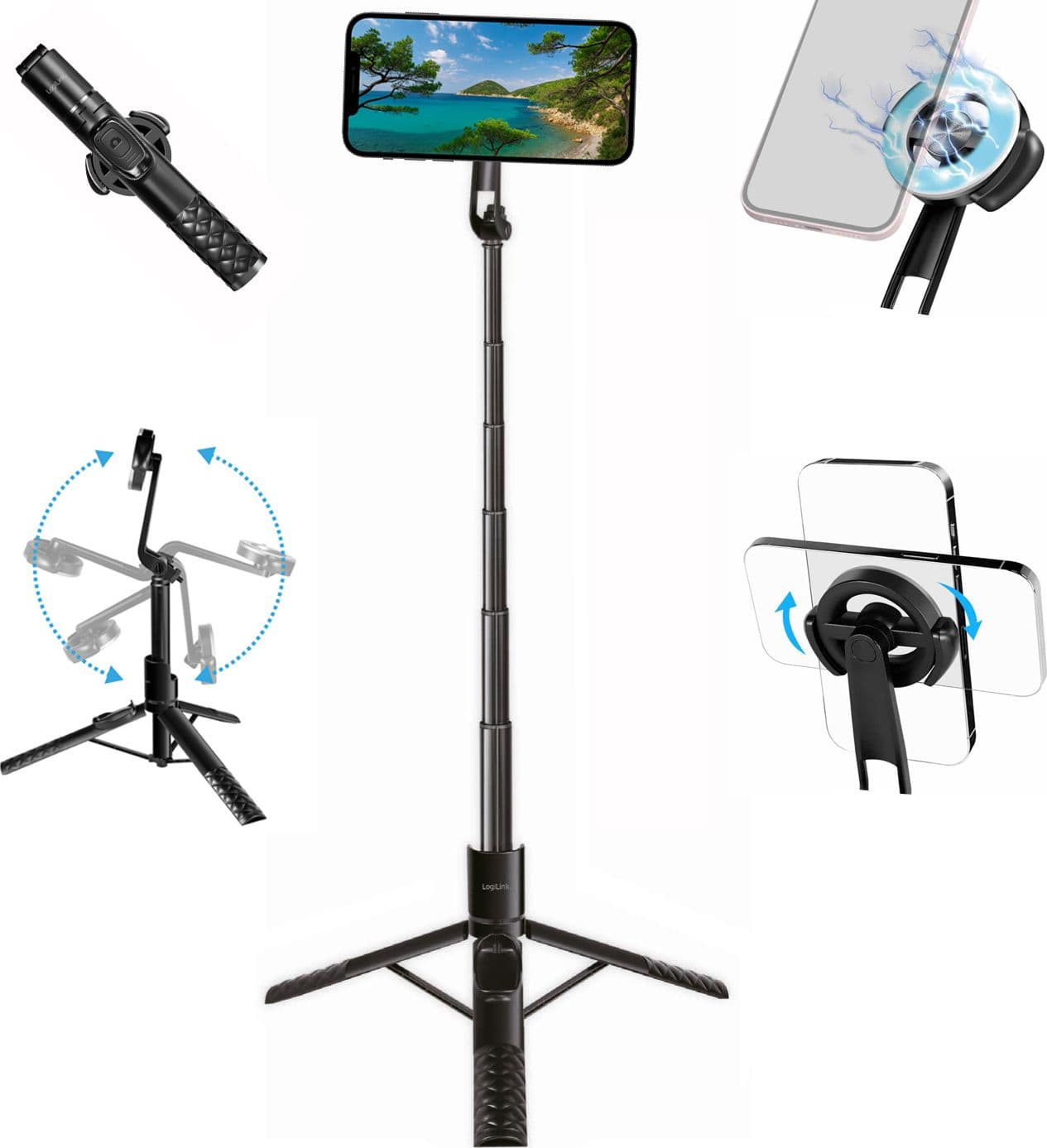 Treppiede Magnetico Estensibile con Telecomando Wireless Selfie Stick per Smartphone - 8