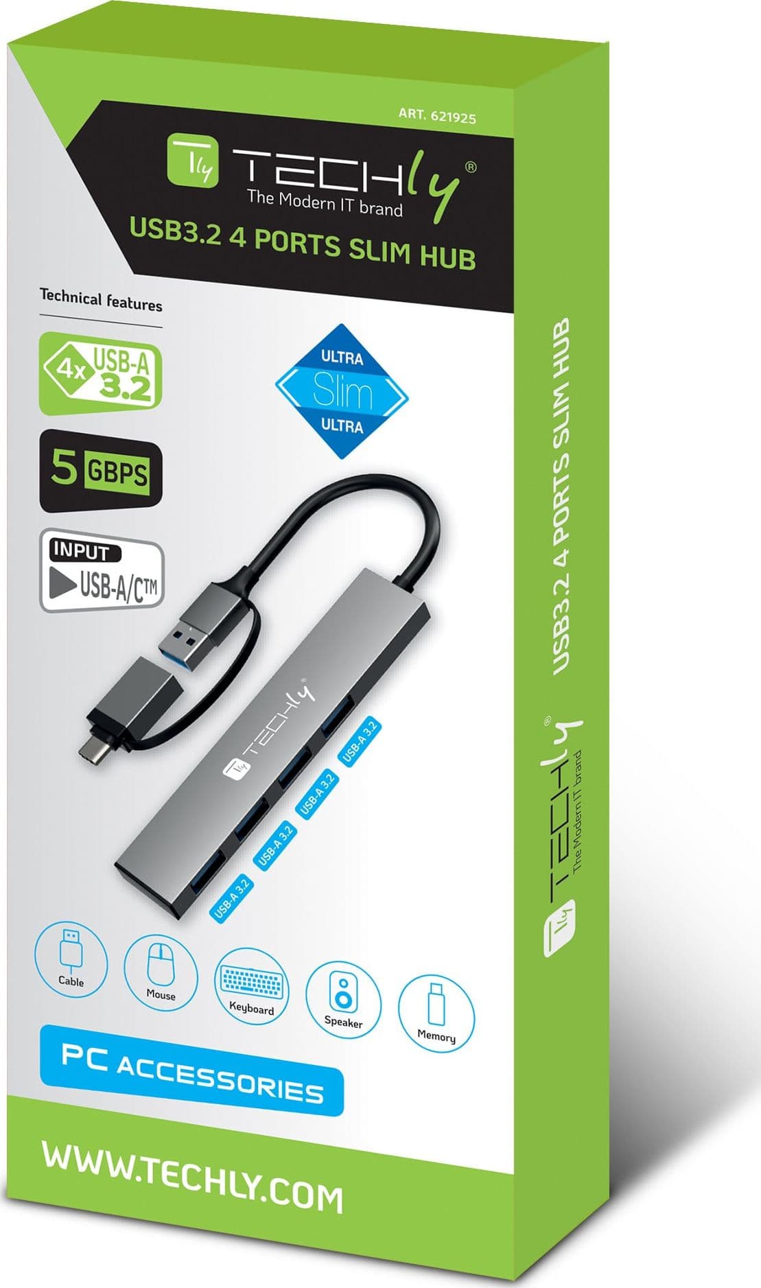 Hub USB-A USB-C&trade 3.2 a 4 porte USB-A Slim in Metallo - 11