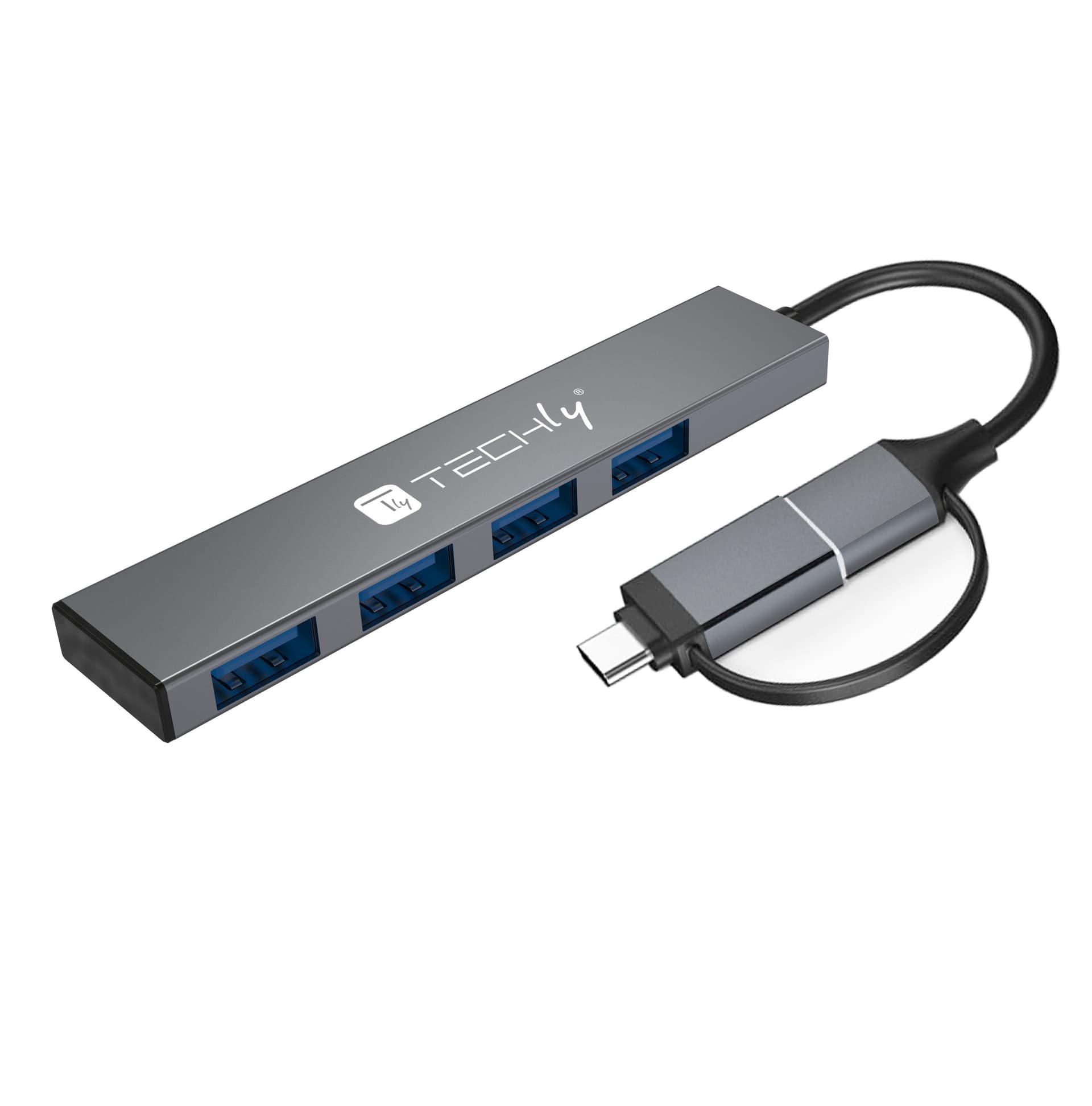Hub USB-A USB-C&trade 3.2 a 4 porte USB-A Slim in Metallo - 5