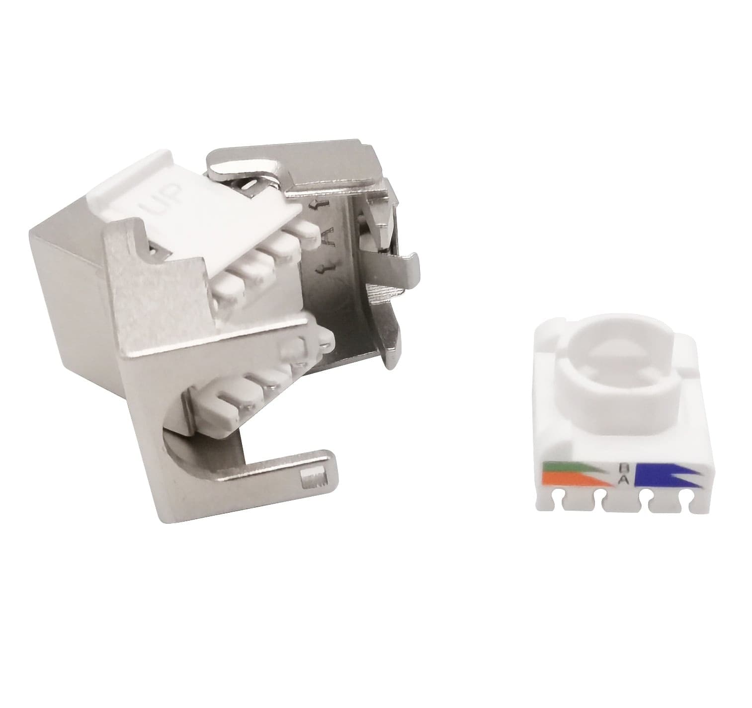 Frutto Keystone RJ45 Cat.6A 10Gigabit FTP 180&deg Toolless con Otturatore - 10