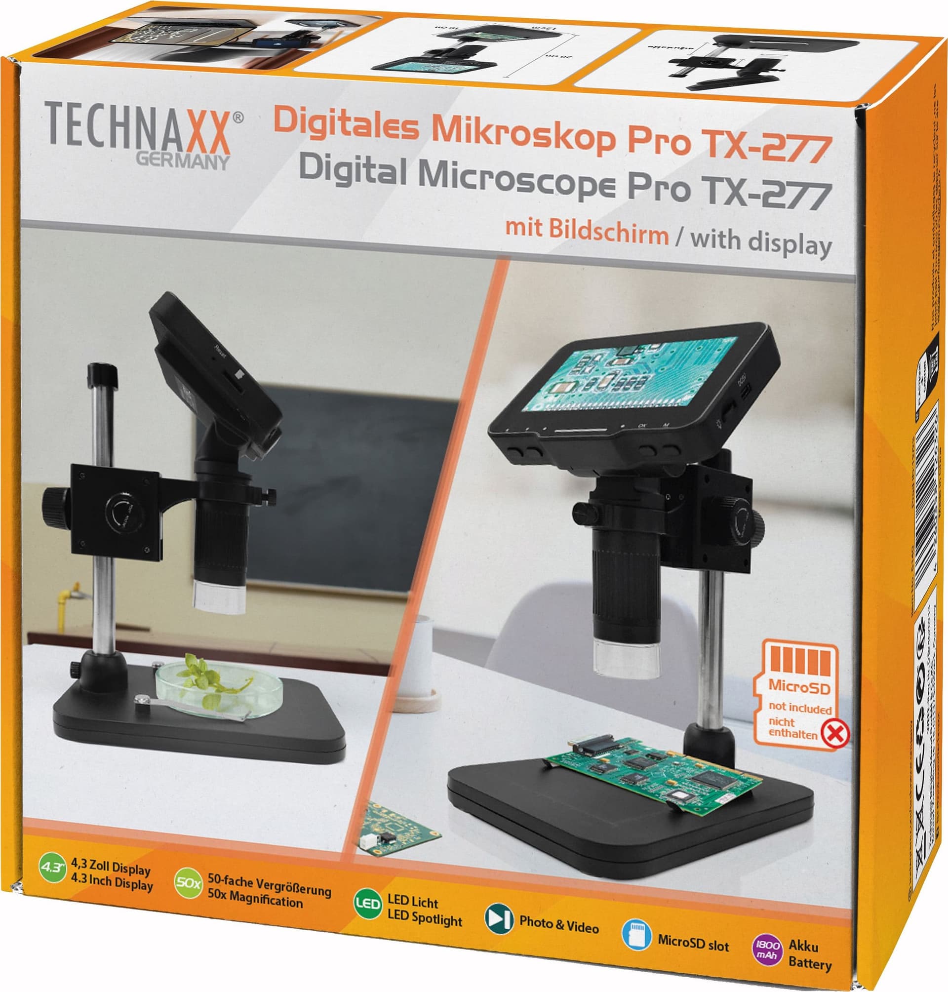 Microscopio Digitale con Display 4,3 Pollici 720p a 8 LED, TX-277 - 11