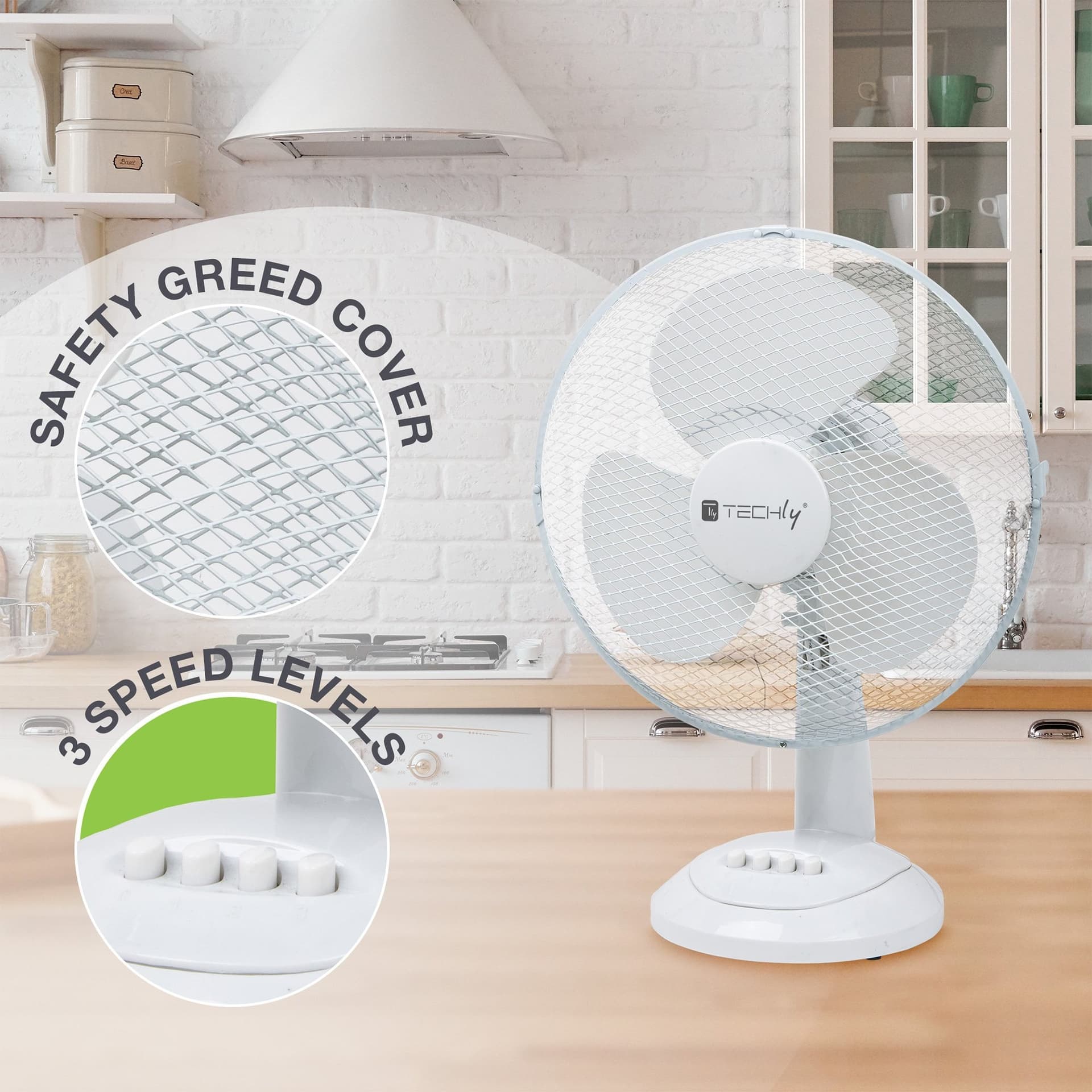 Ventilatore Rotante da Tavolo Diametro 30 cm a 3 Velocit&agrave - 12