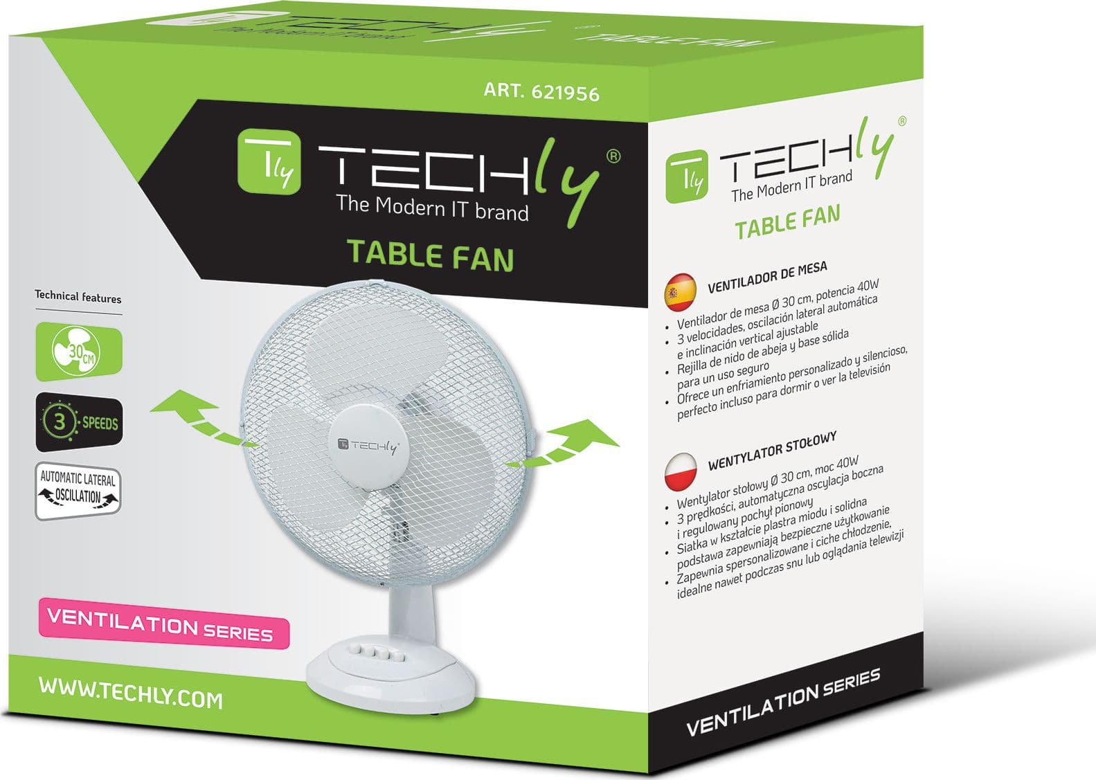 Ventilatore Rotante da Tavolo Diametro 30 cm a 3 Velocit&agrave - 5