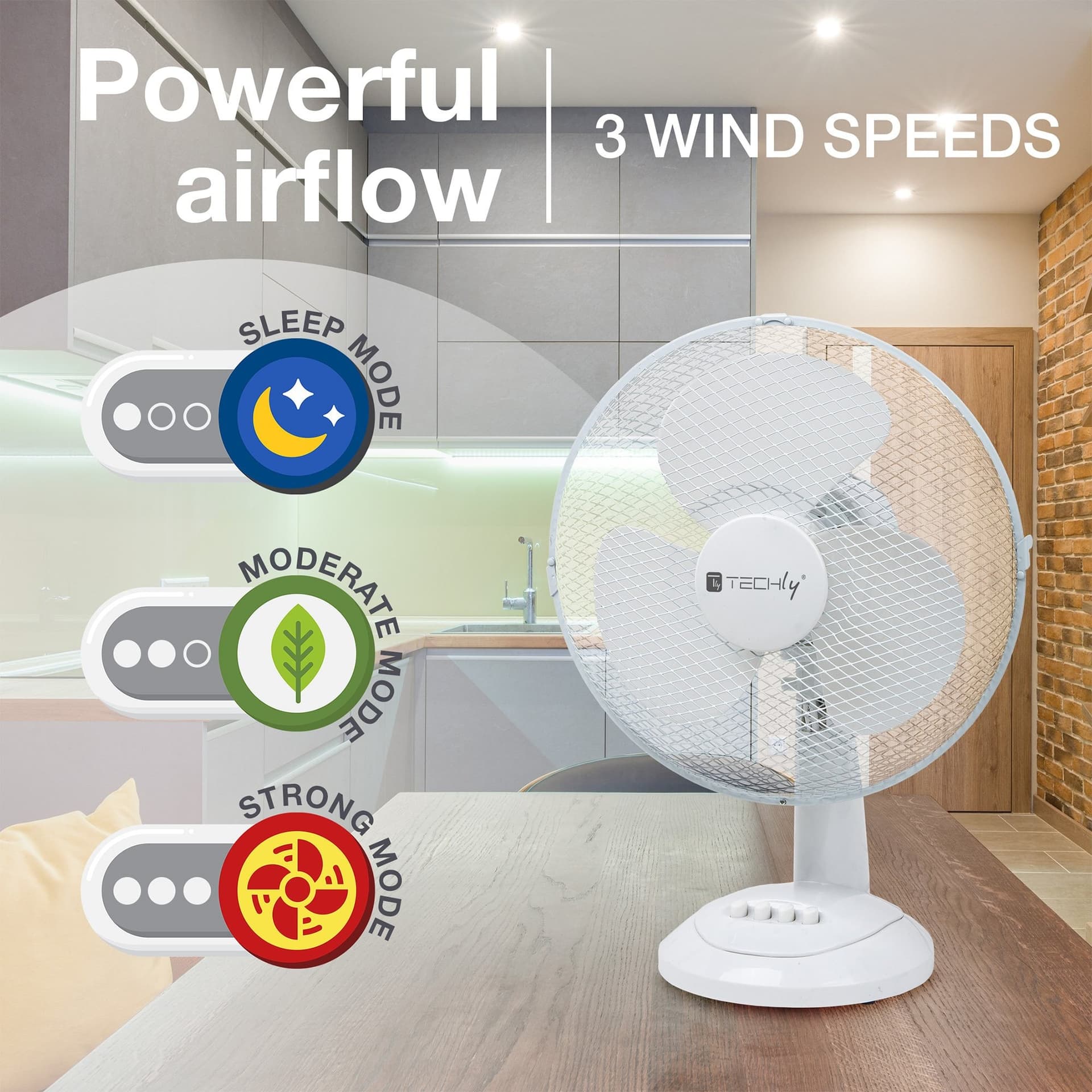 Ventilatore Rotante da Tavolo Diametro 30 cm a 3 Velocit&agrave - 10