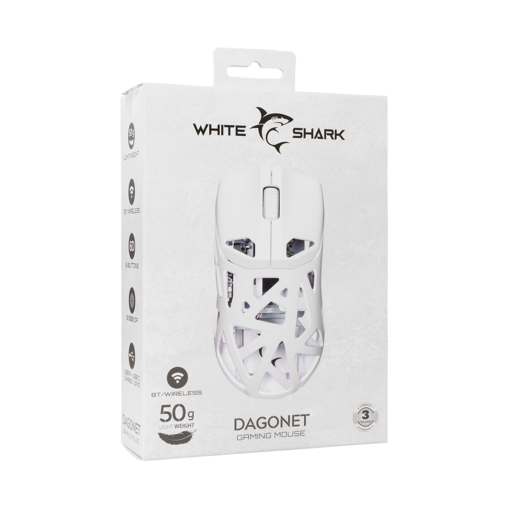 Mouse Ottico Wireless Gaming 24000 Dpi Retroilluminazione DPI LED Bianco, DAGONET-W - 2