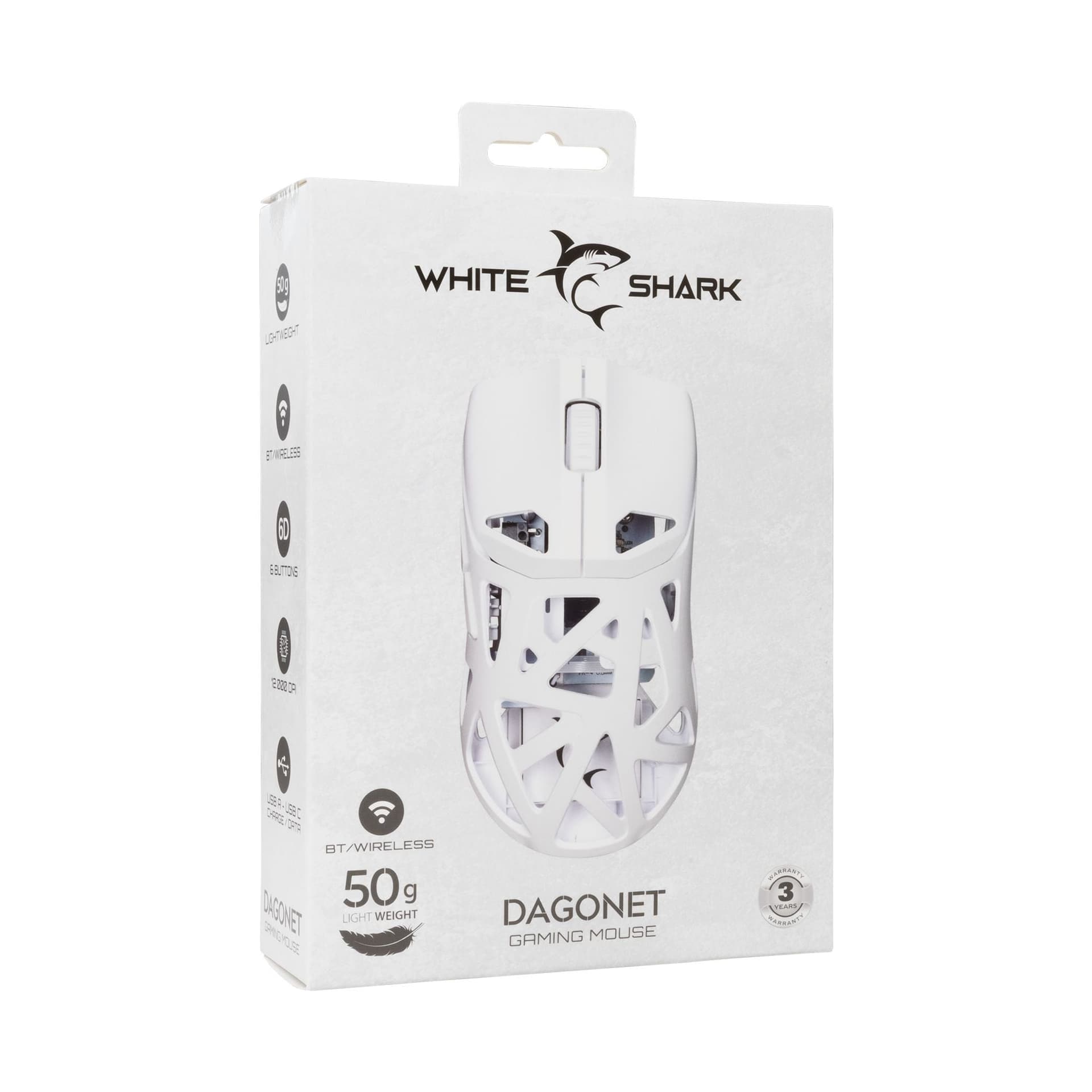 Mouse Ottico Wireless Gaming 24000 Dpi Retroilluminazione DPI LED Bianco, DAGONET-W - 8