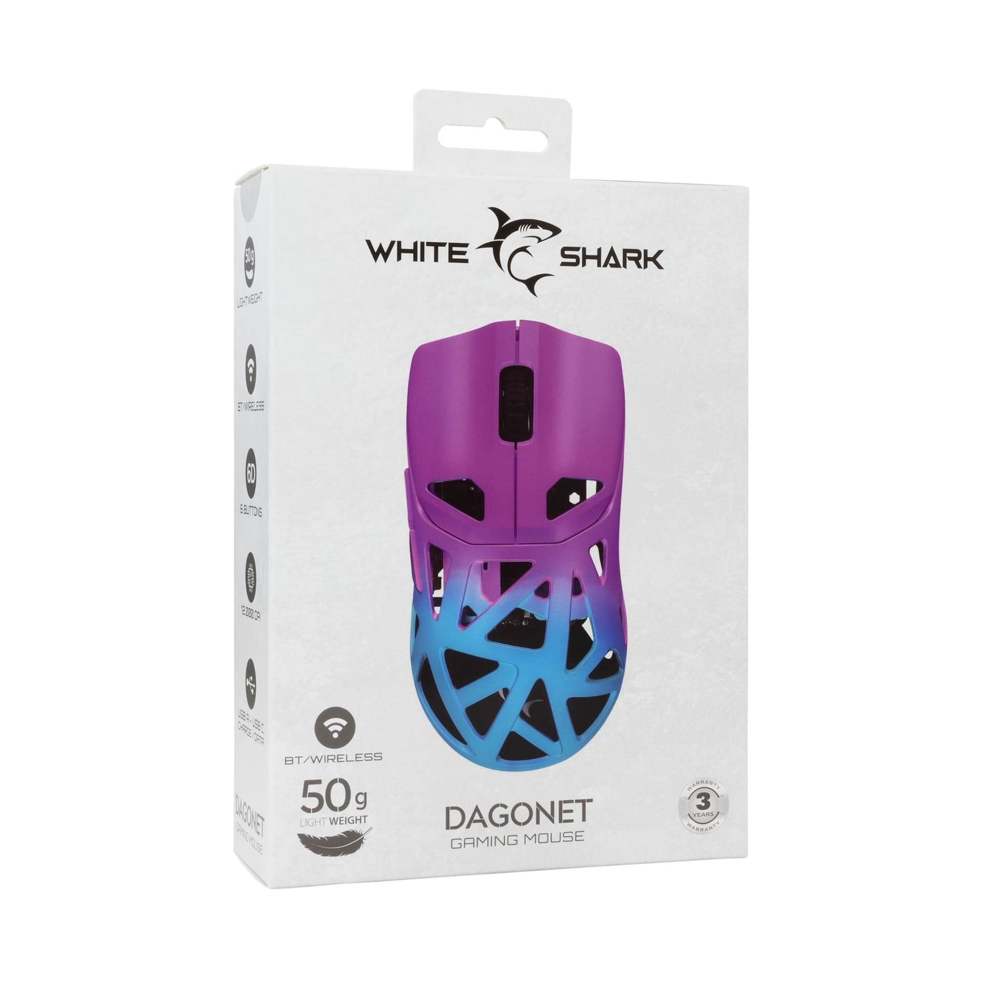 Mouse Ottico Wireless Gaming 24000 Dpi Retroilluminazione DPI LED Blu Viola, DAGONET-BLP - 7